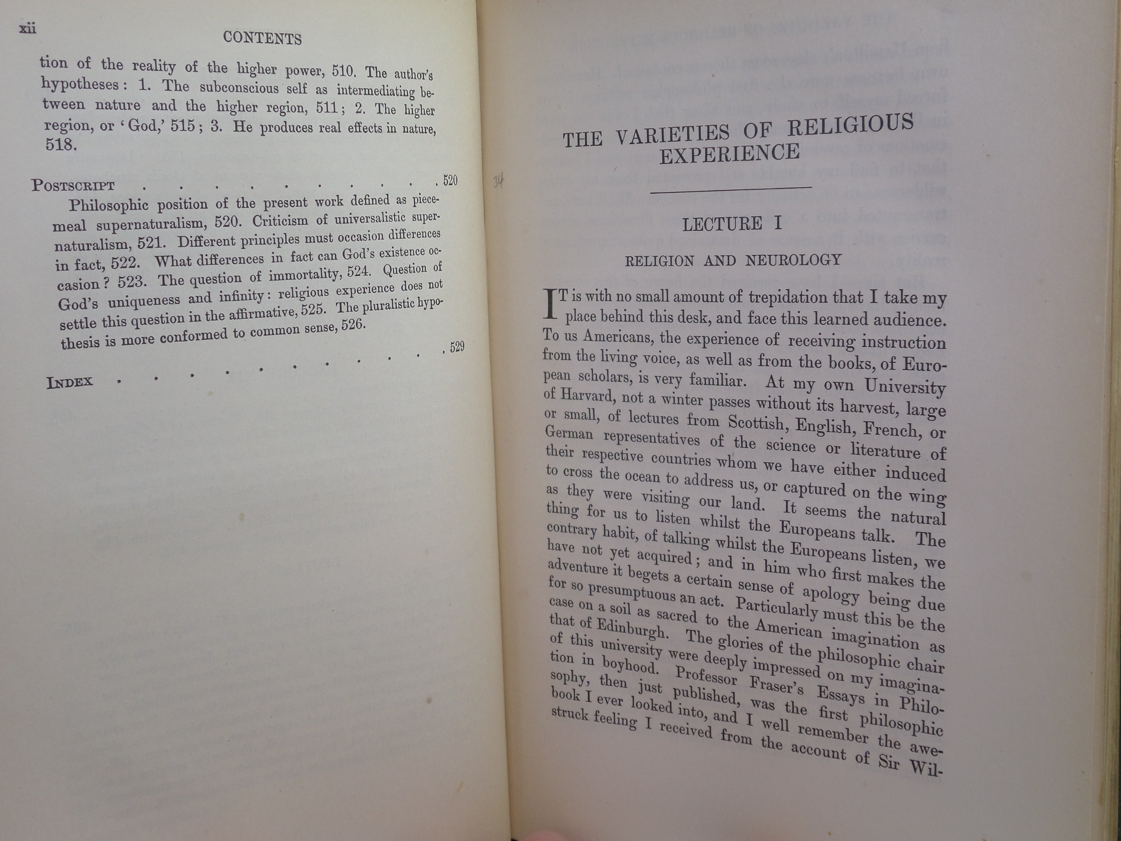 THE VARIETIES OF RELIGIOUS EXPERIENCE BY WILLIAM JAMES 1902 FIRST EDITION