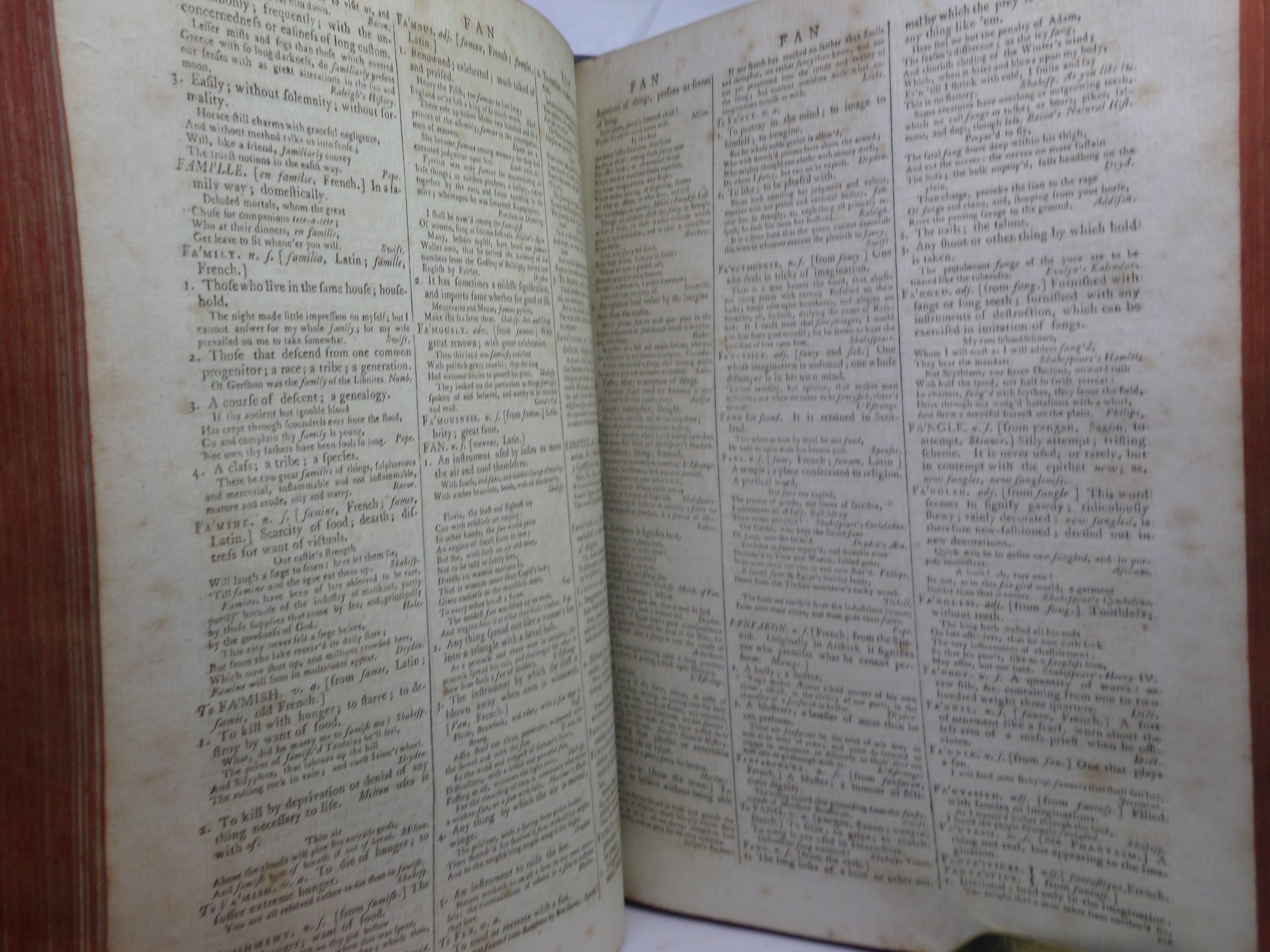 A DICTIONARY OF THE ENGLISH LANGUAGE BY SAMUEL JOHNSON 1785 LEATHER BOUND