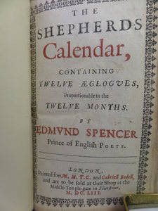 THE SHEPHERDS CALENDAR/ CALENDARIUM PASTORALE 1653 EDMUND SPENSER, LEATHER BOUND