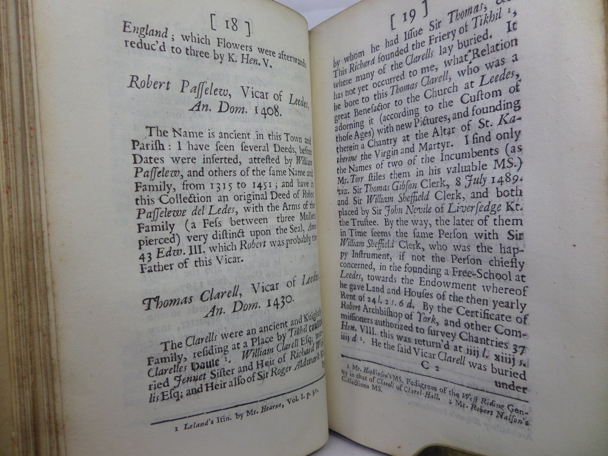 VICARIA LEODIENSIS: OR THE HISTORY OF THE CHURCH OF LEEDES IN YORKSHIRE 1724