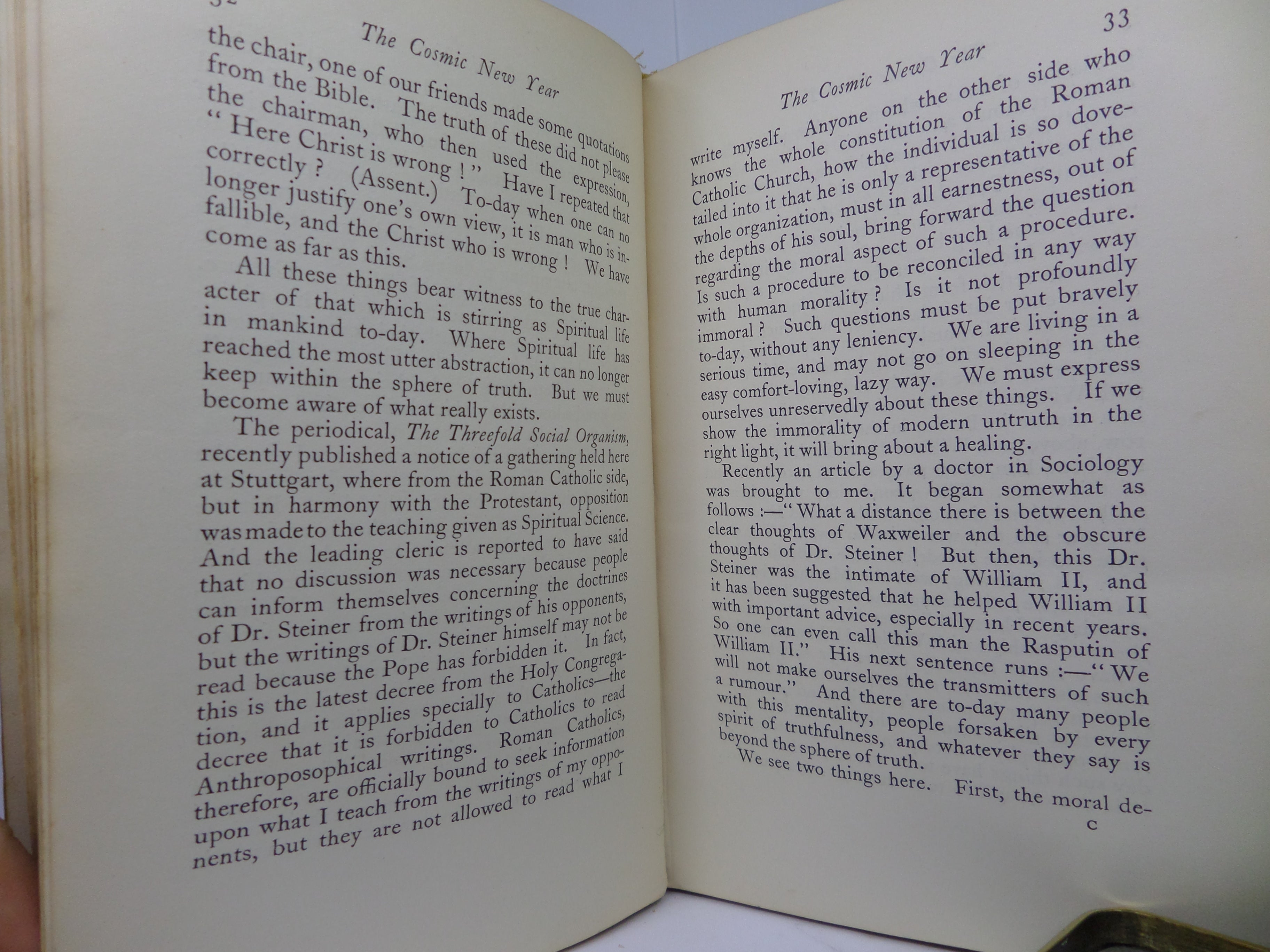 THE COSMIC NEW YEAR: A COURSE OF LECTURES BY RUDOLF STEINER 1932