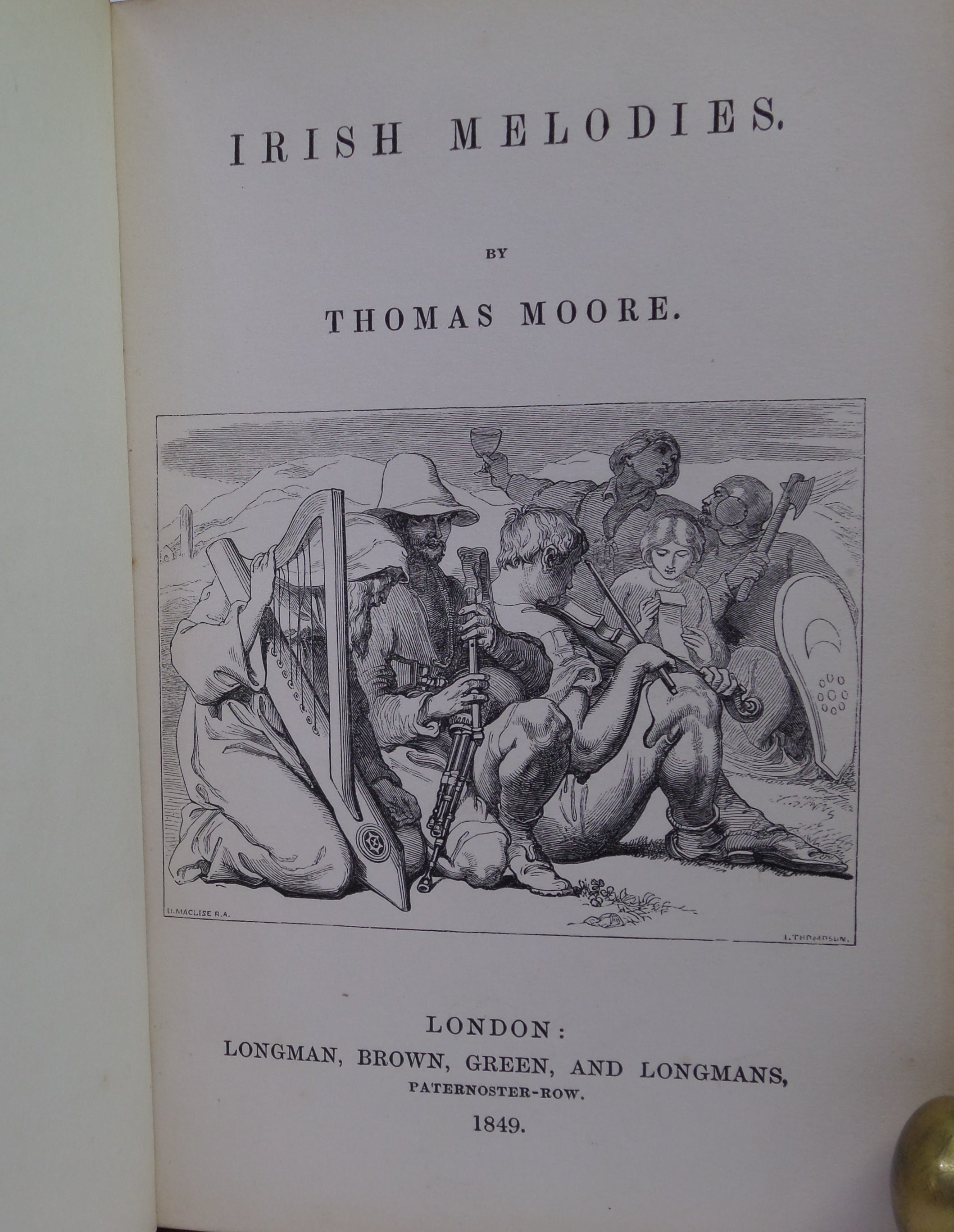 IRISH MELODIES BY THOMAS MOORE 1849 FINE BINDING