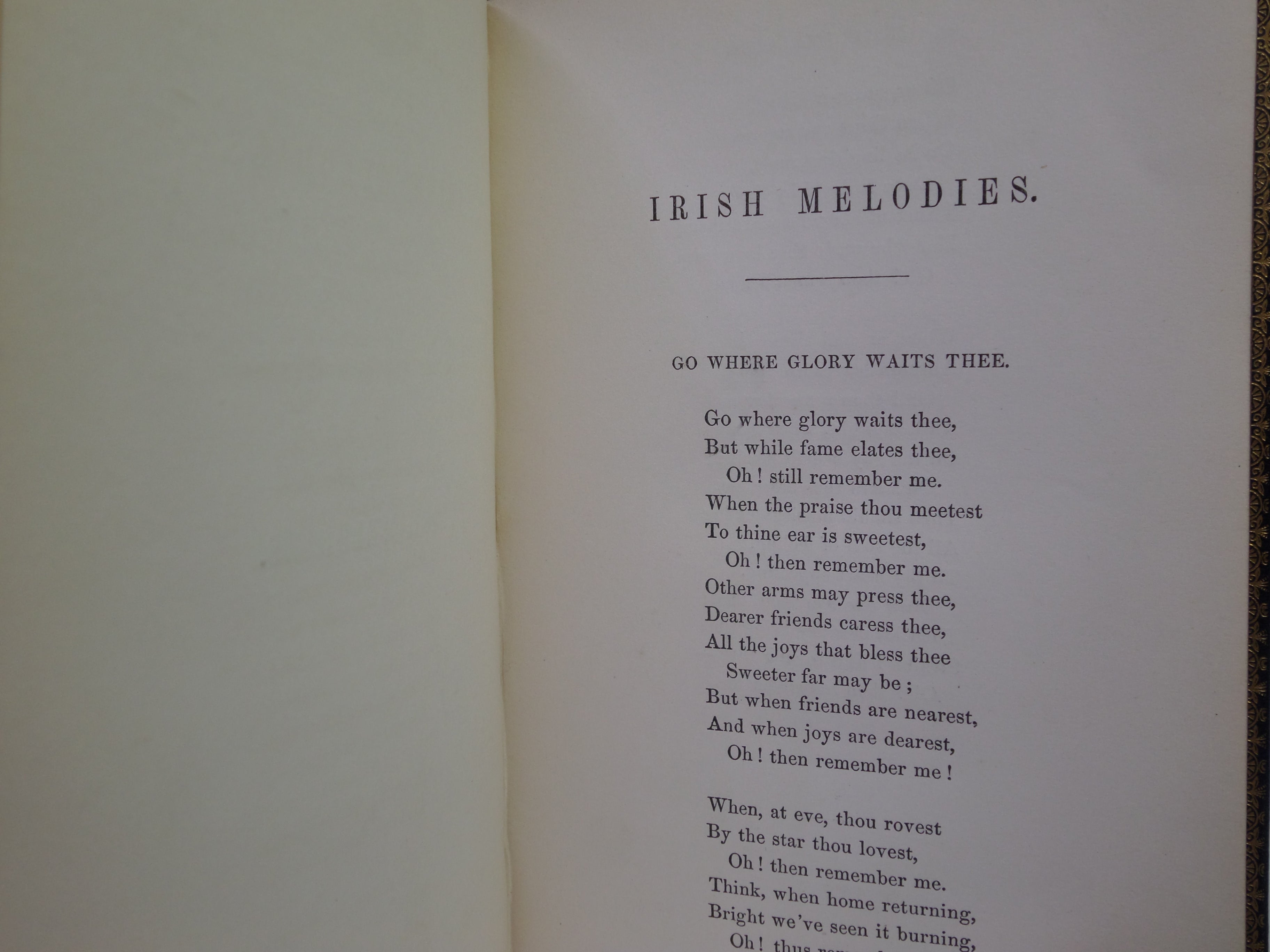 IRISH MELODIES BY THOMAS MOORE 1849 FINE BINDING