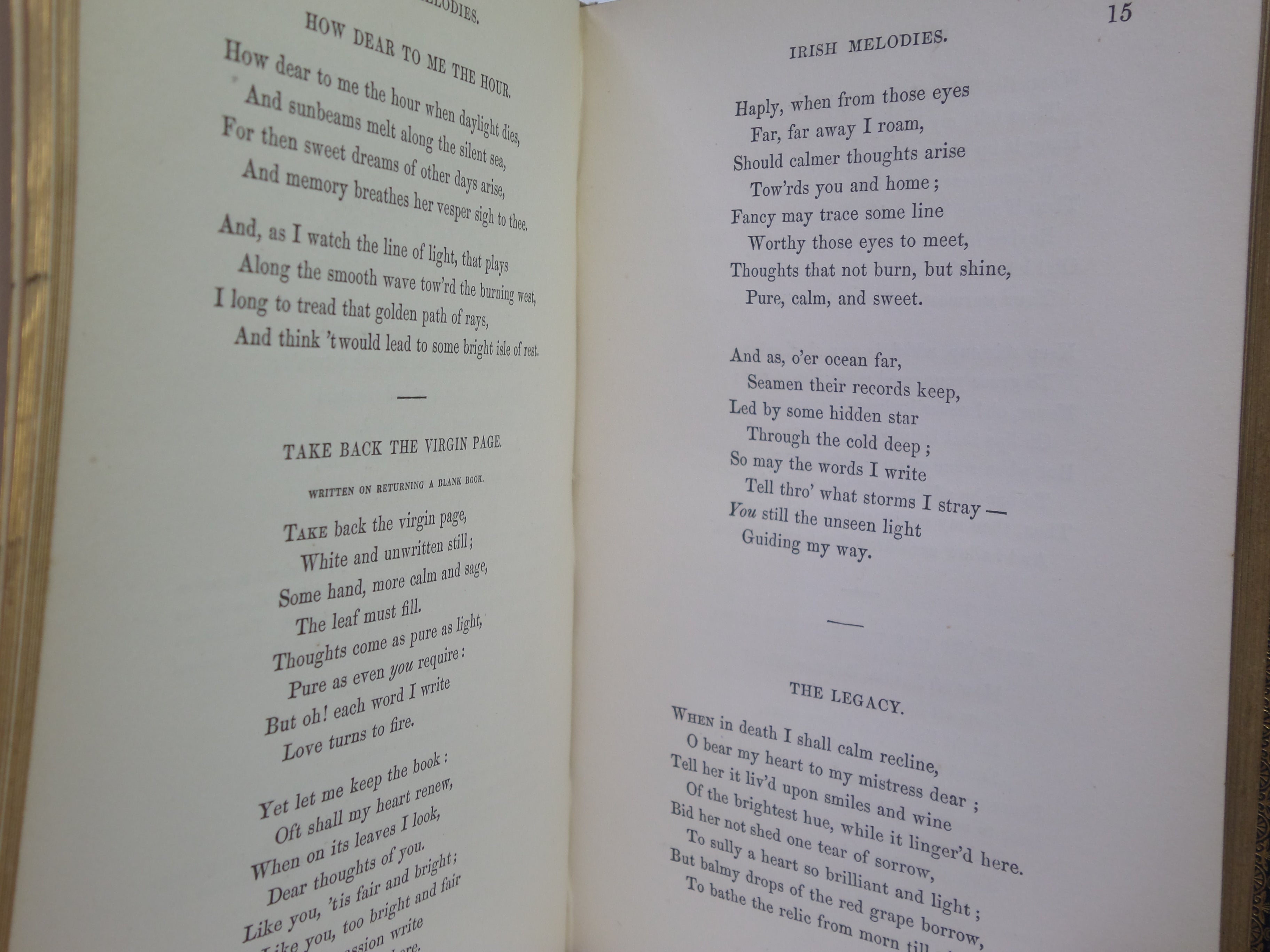 IRISH MELODIES BY THOMAS MOORE 1849 FINE BINDING