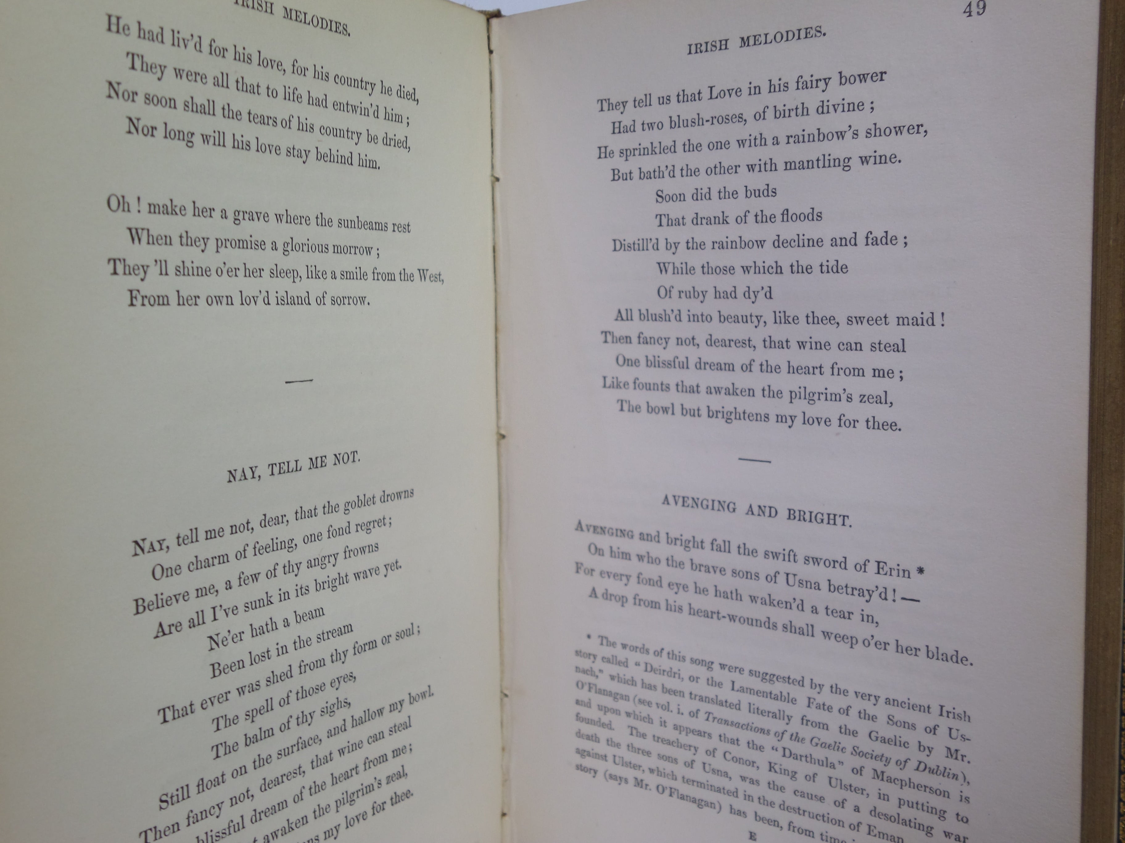 IRISH MELODIES BY THOMAS MOORE 1849 FINE BINDING