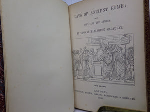 LAYS OF ANCIENT ROME: WITH IVRY, AND THE ARMADA BY THOMAS BABINGTON MACAULAY 1856 FINE LEATHER BINDING