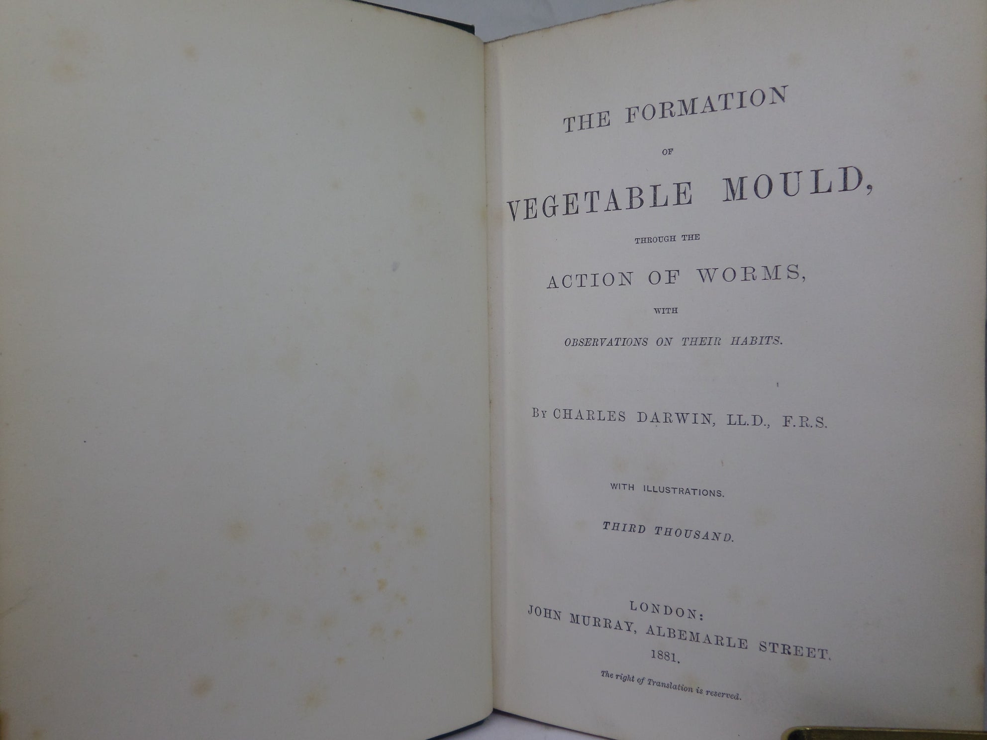 THE FORMATION OF VEGETABLE MOULD THROUGH THE ACTION OF WORMS 1881 CHARLES DARWIN