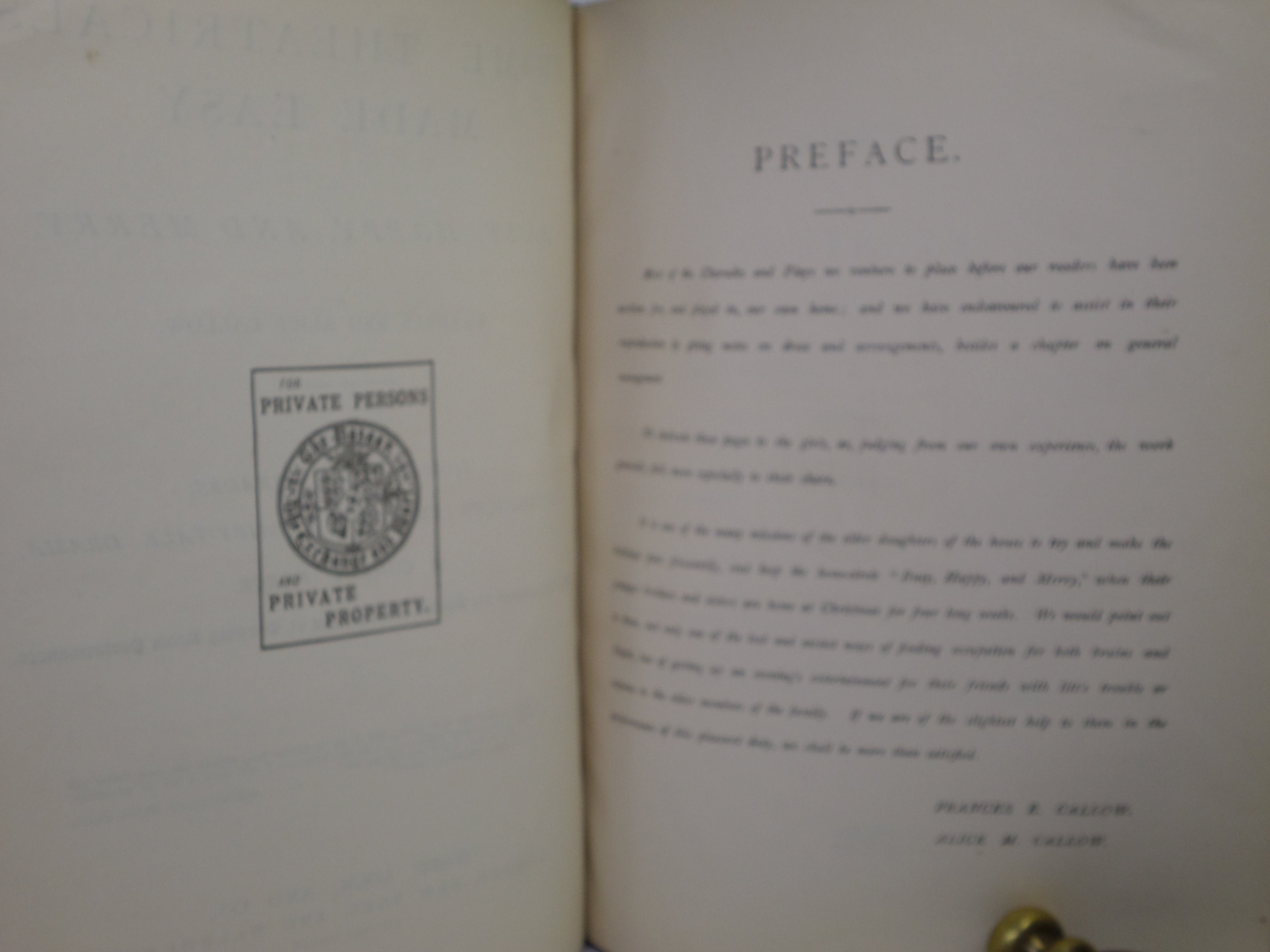 HOME THEATRICALS MADE EASY OR BUSY HAPPY AND MERRY 1891 FRANCES & ALICE CALLOW