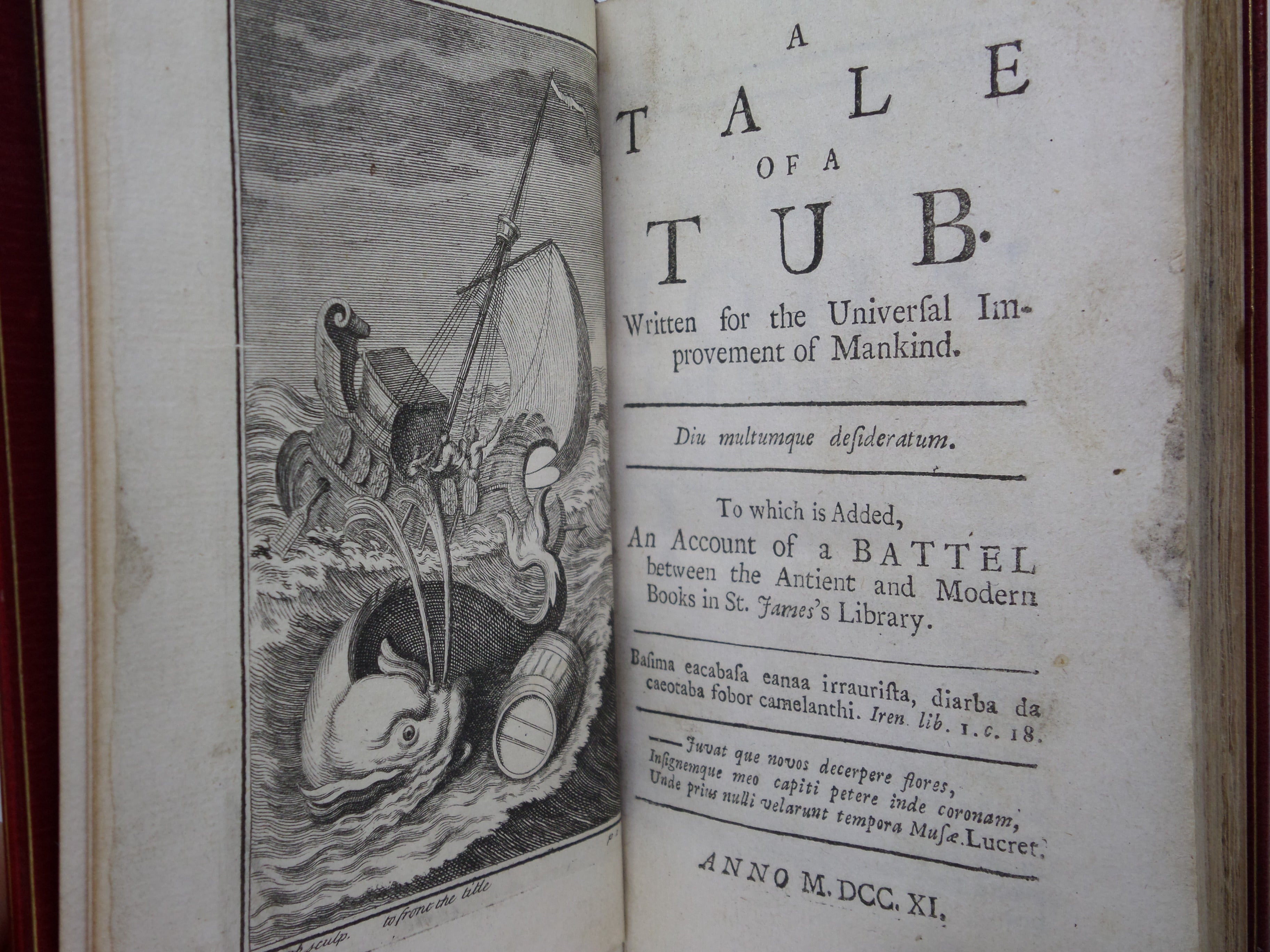 A TALE OF A TUB BY JONATHAN SWIFT 1711 FINE BINDING BY HATCHARDS