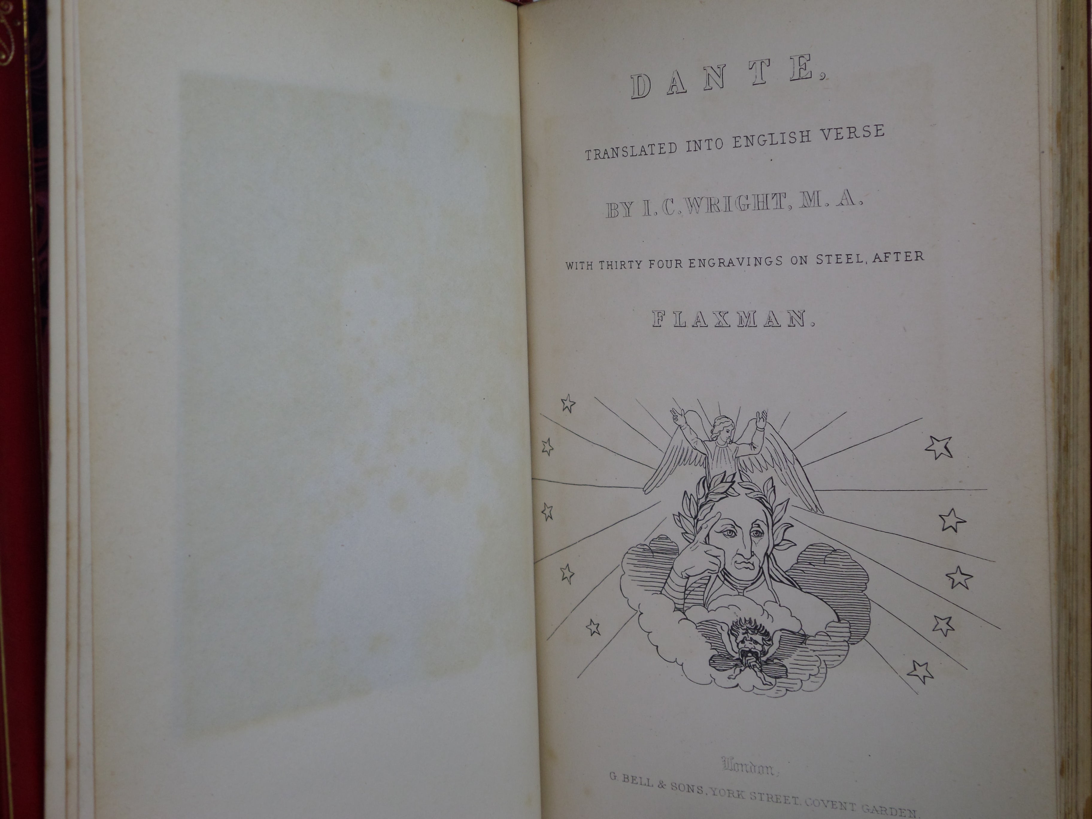 THE DIVINE COMEDY OF DANTE ALIGHIERI 1891 BUMPUS FINE BINDING, FLAXMAN ILLS.