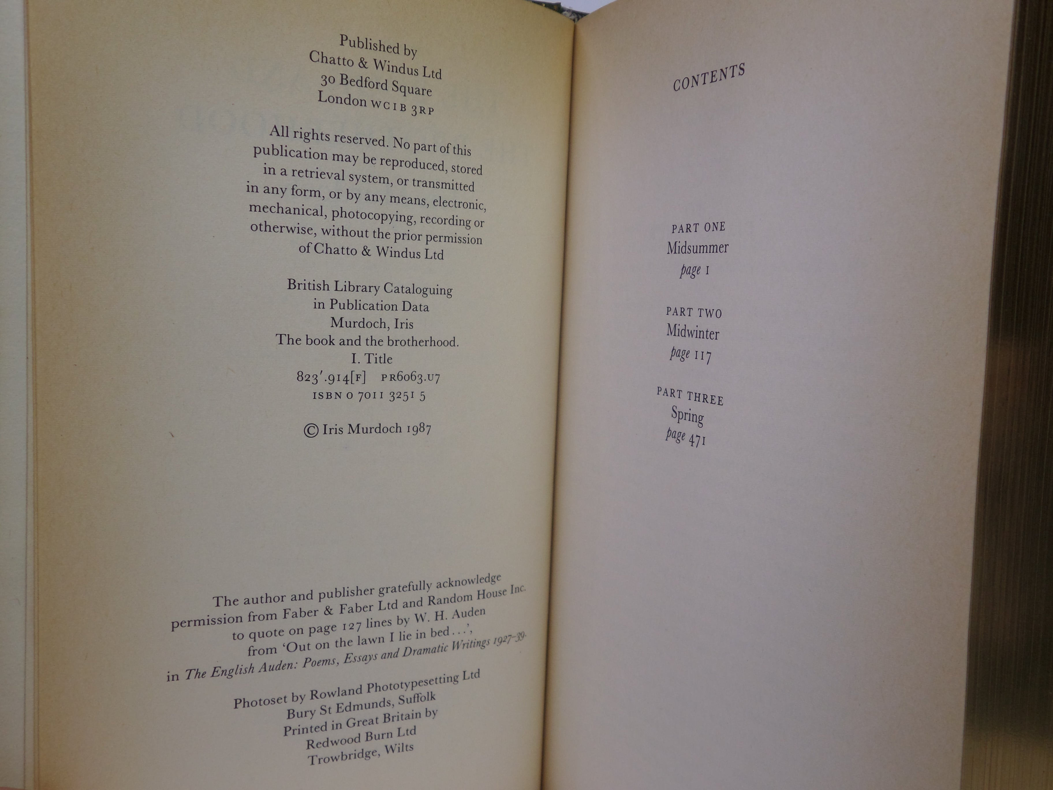 THE BOOK AND THE BROTHERHOOD BY IRIS MURDOCH 1987 LEATHER-BOUND FIRST EDITION