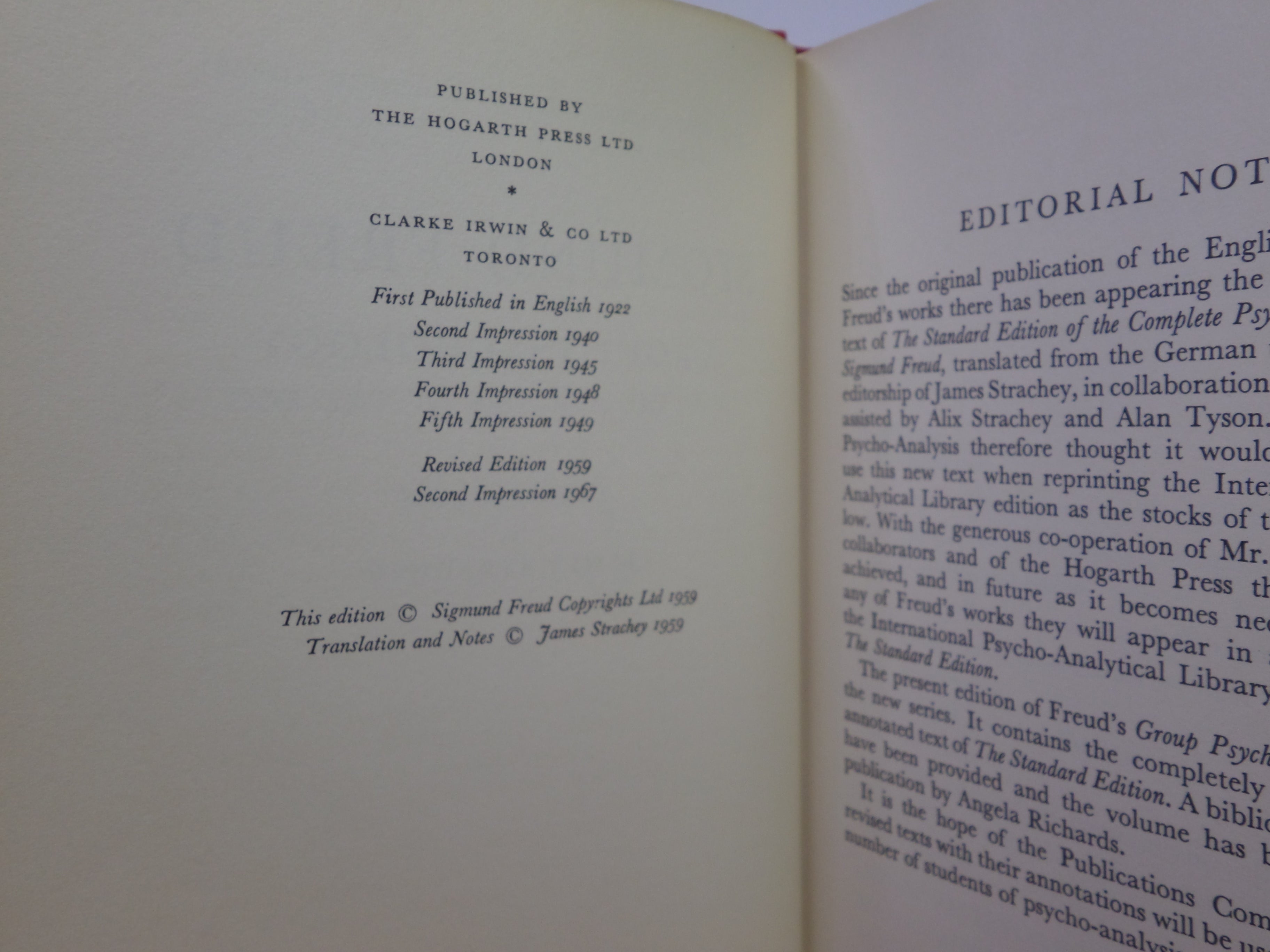 GROUP PSYCHOLOGY AND THE ANALYSIS OF THE EGO BY SIGMUND FREUD 1967