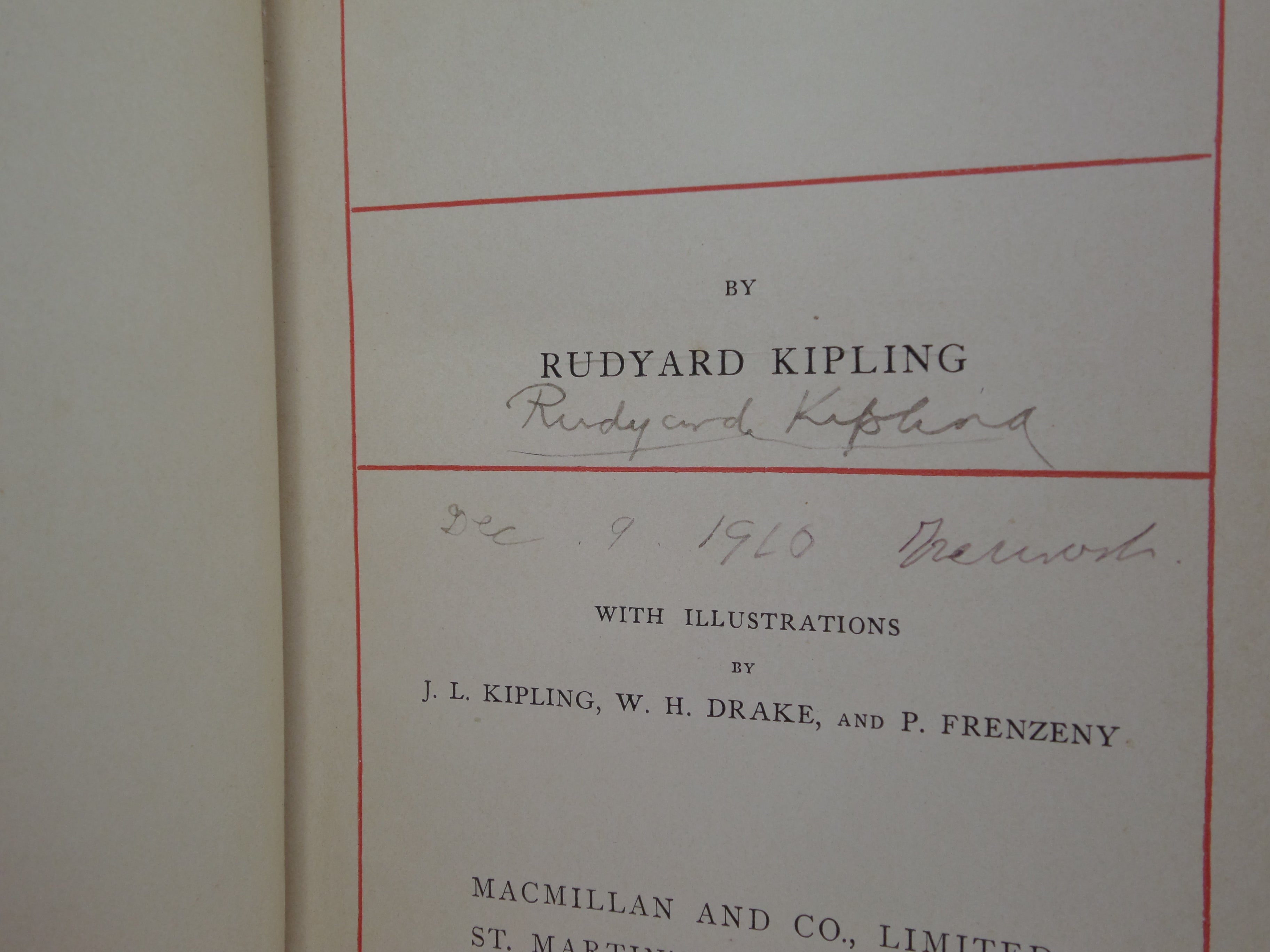 THE JUNGLE BOOK 1908 SIGNED BY RUDYARD KIPLING