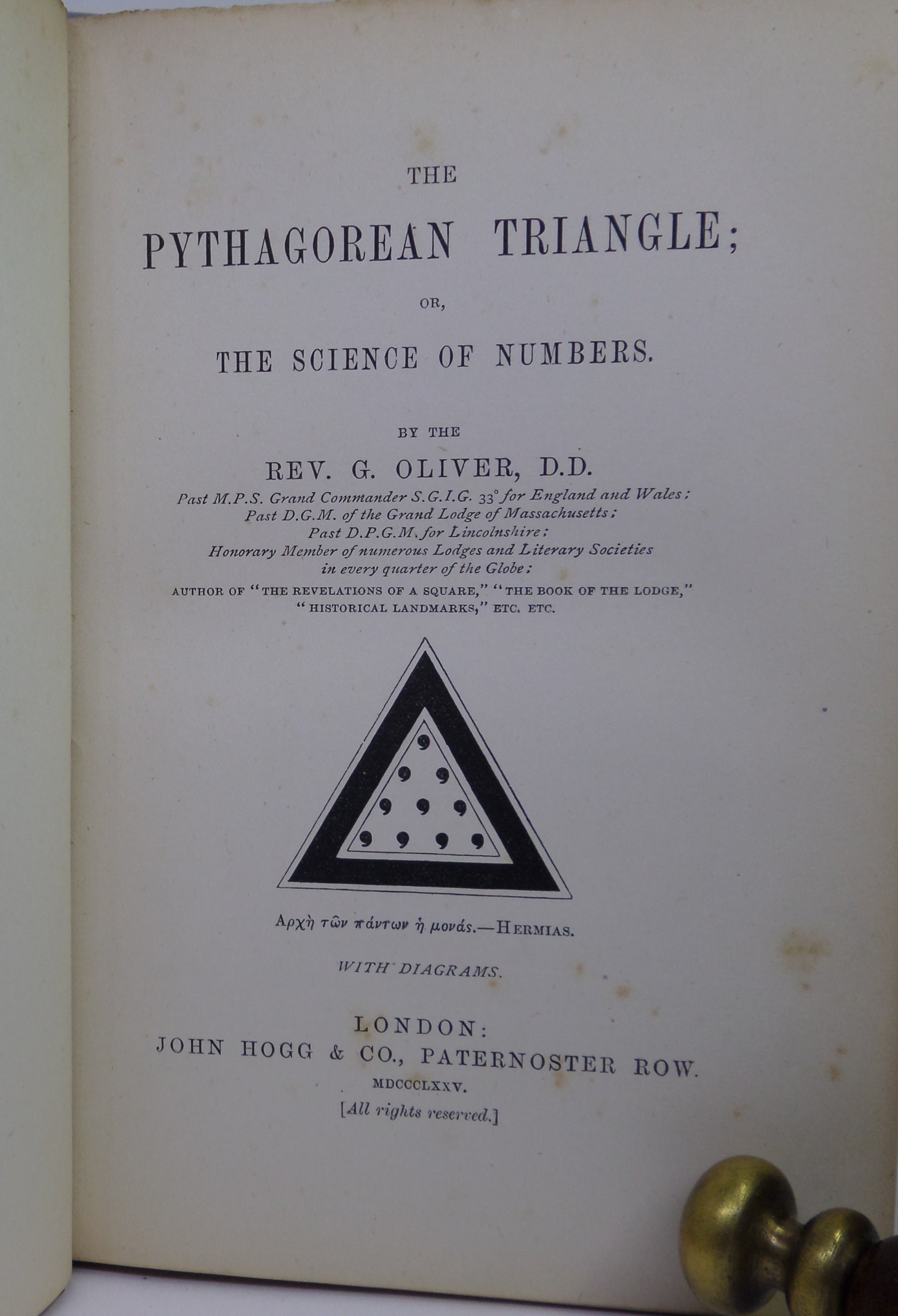 THE PYTHAGOREAN TRIANGLE OR THE SCIENCE OF NUMBERS BY REV. GEORGE OLIV ...