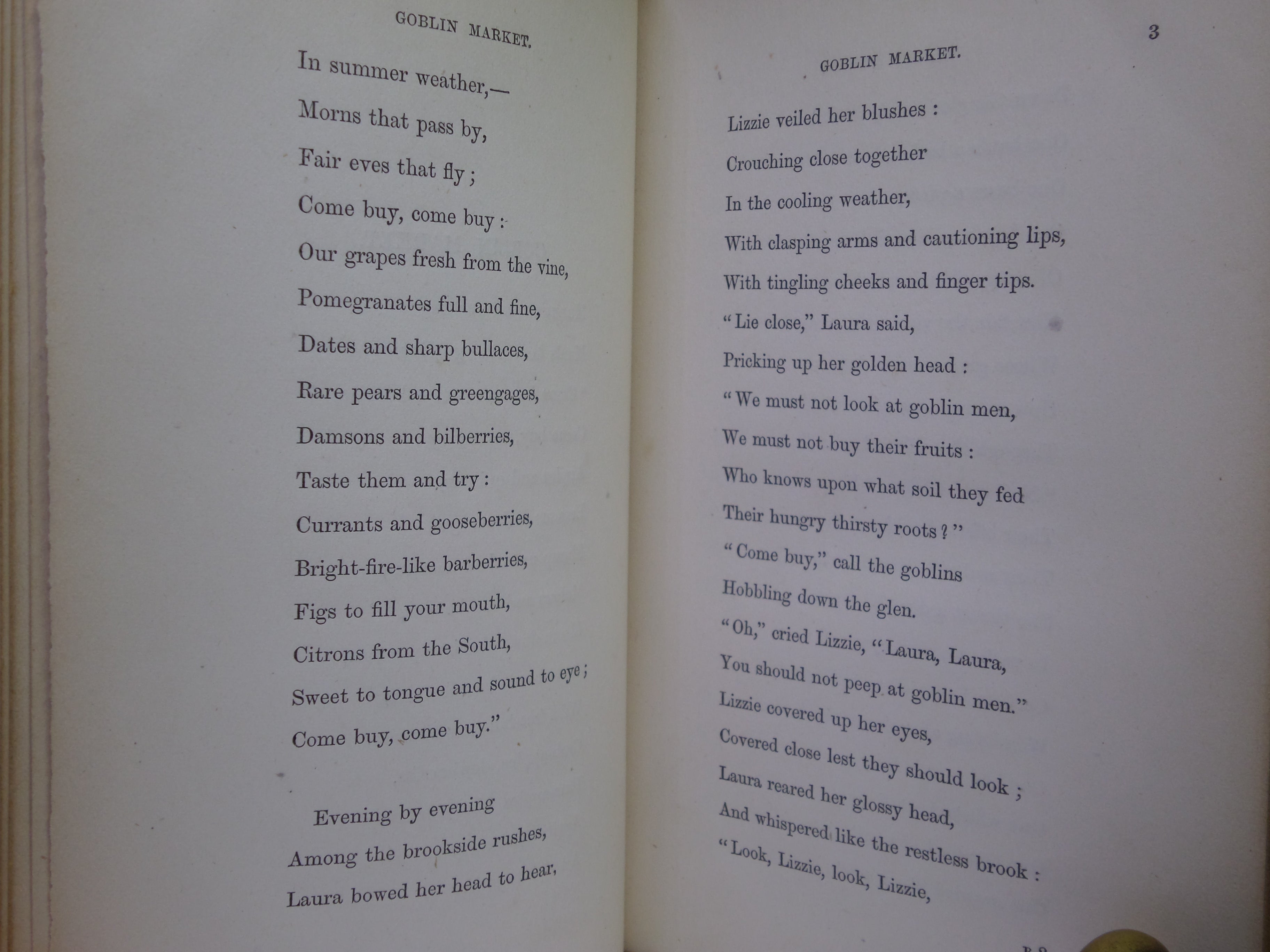 GOBLIN MARKET BY CHRISTINA ROSSETTI 1862 FIRST EDITION