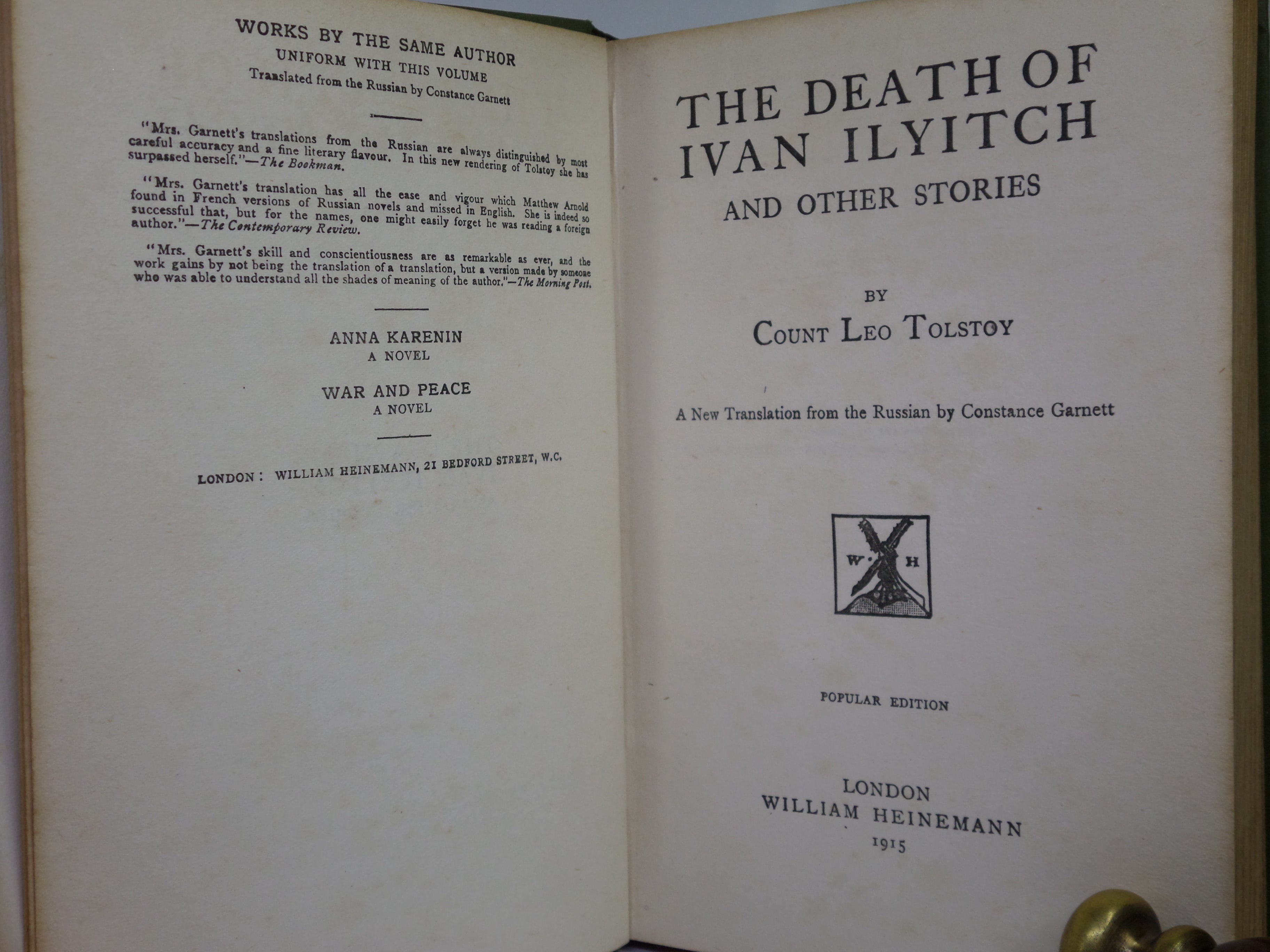 THE DEATH OF IVAN ILYITCH AND OTHER STORIES BY LEO TOLSTOY 1915