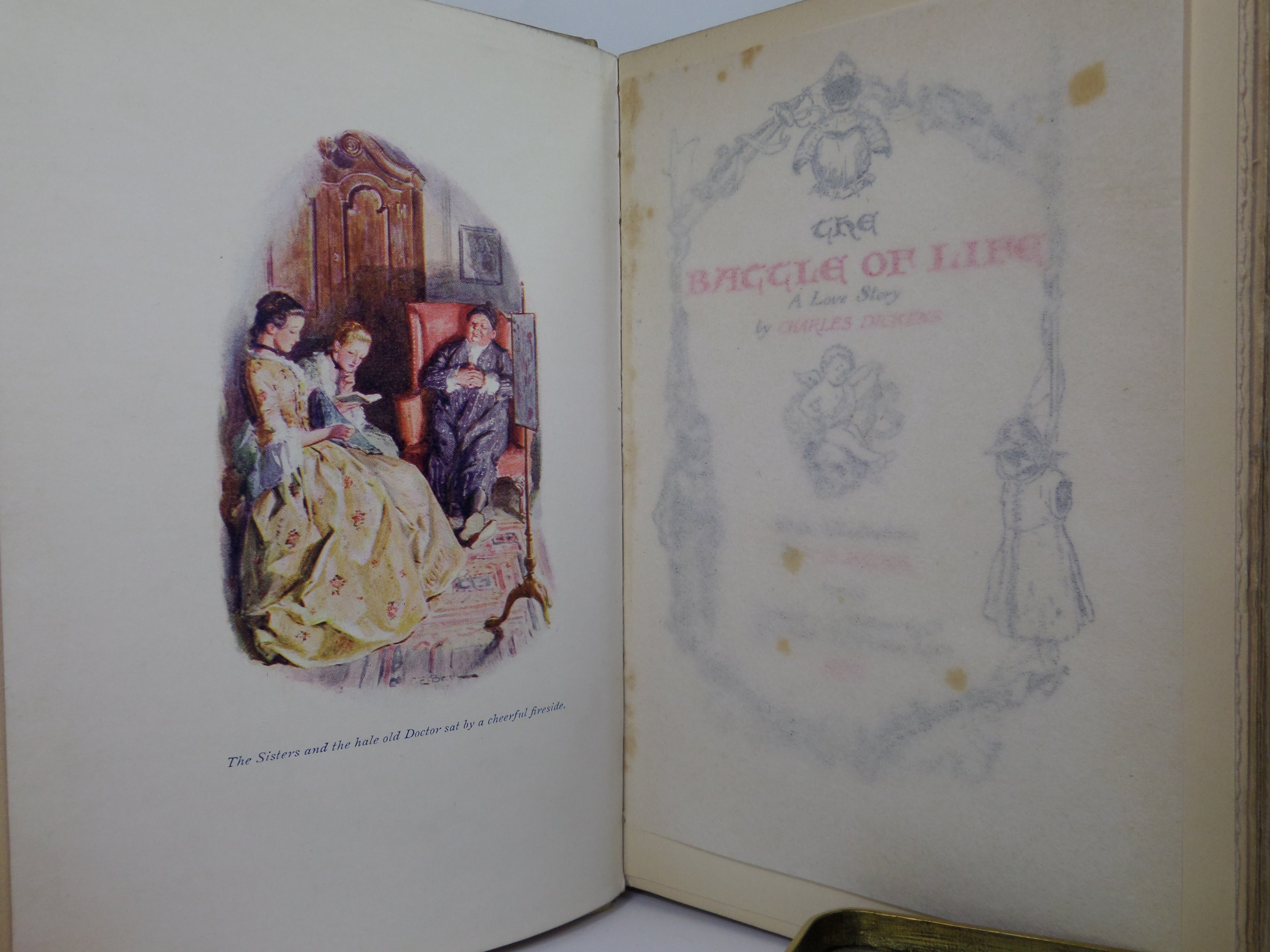 THE BATTLE OF LIFE BY CHARLES DICKENS 1907 DELUXE VELLUM BINDING, C. E. BROCK ILLUSTRATIONS