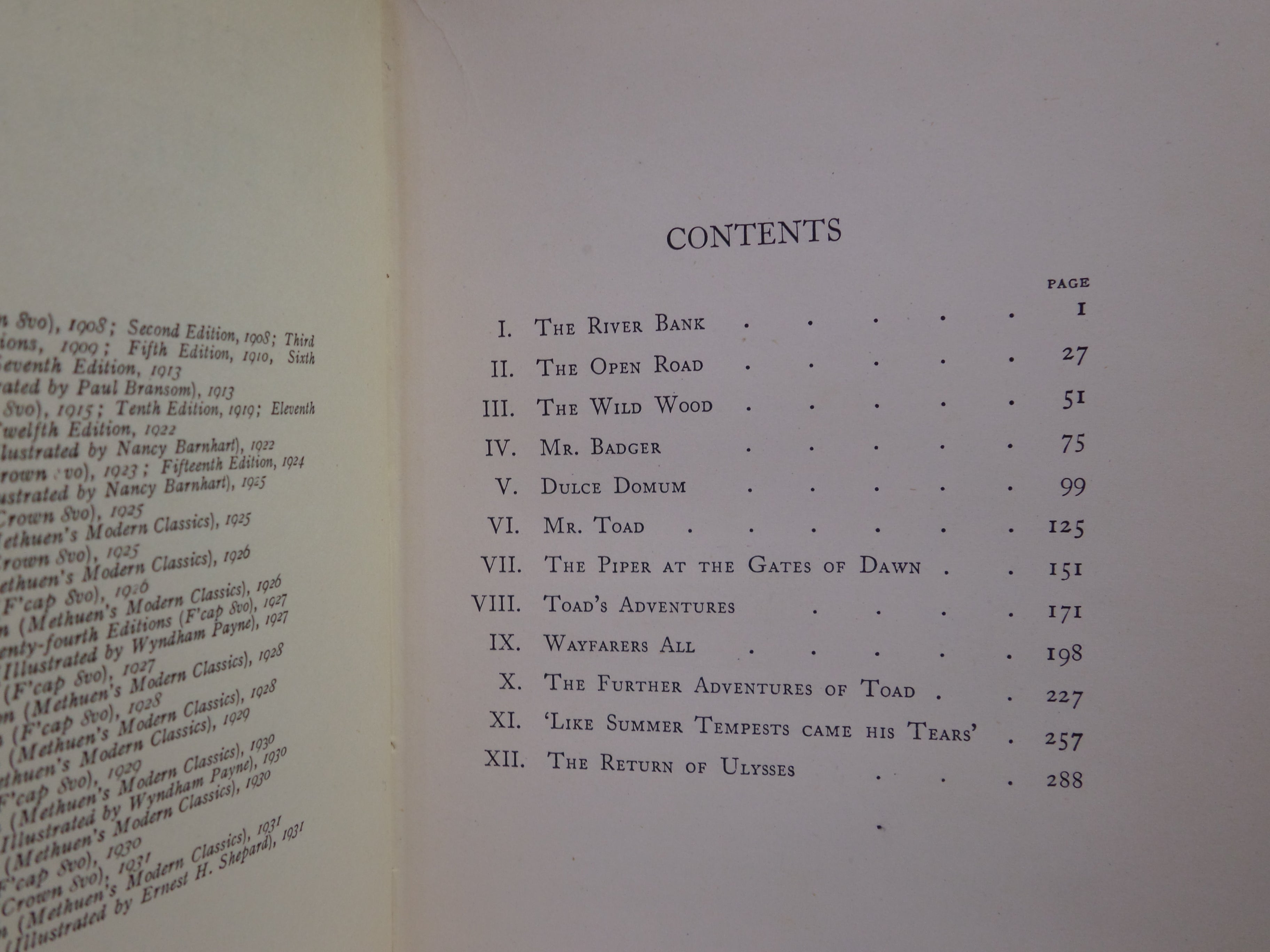 THE WIND IN THE WILLOWS BY KENNETH GRAHAME 1931 FIRST SHEPARD EDITION