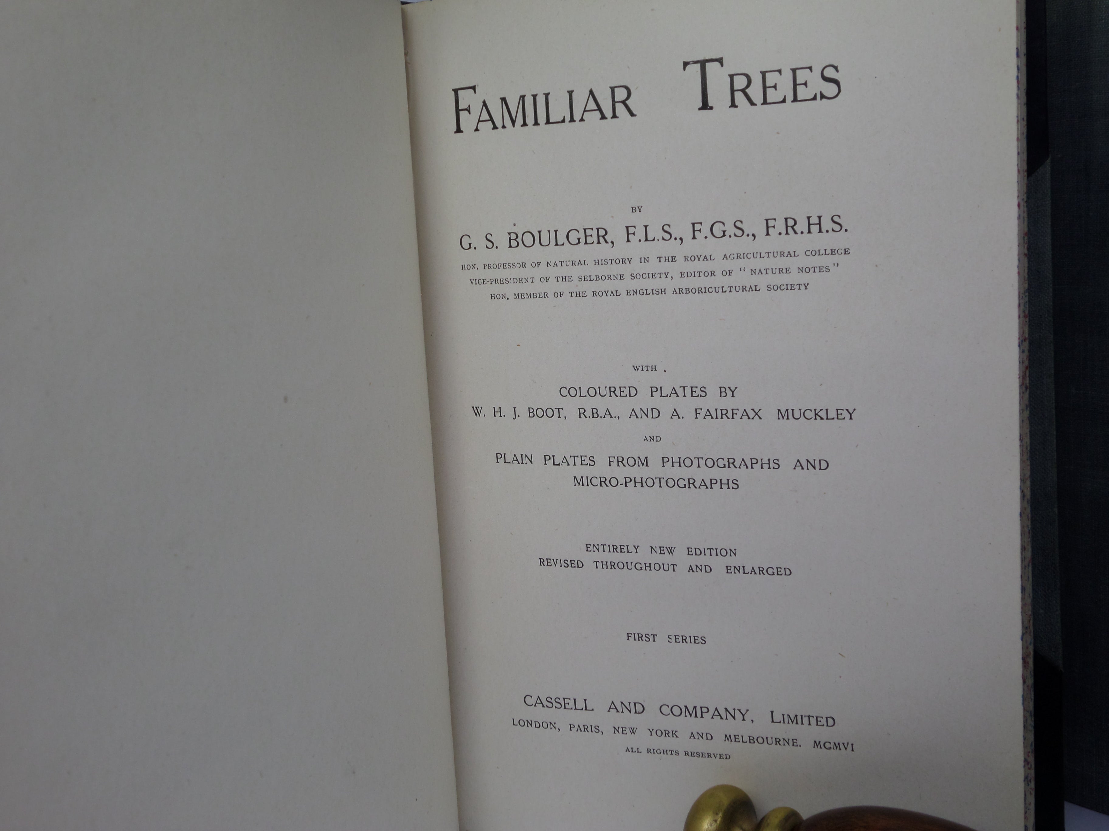 FAMILIAR TREES BY G.S. BOULGER C.1906 LEATHER BOUND IN THREE VOLUMES