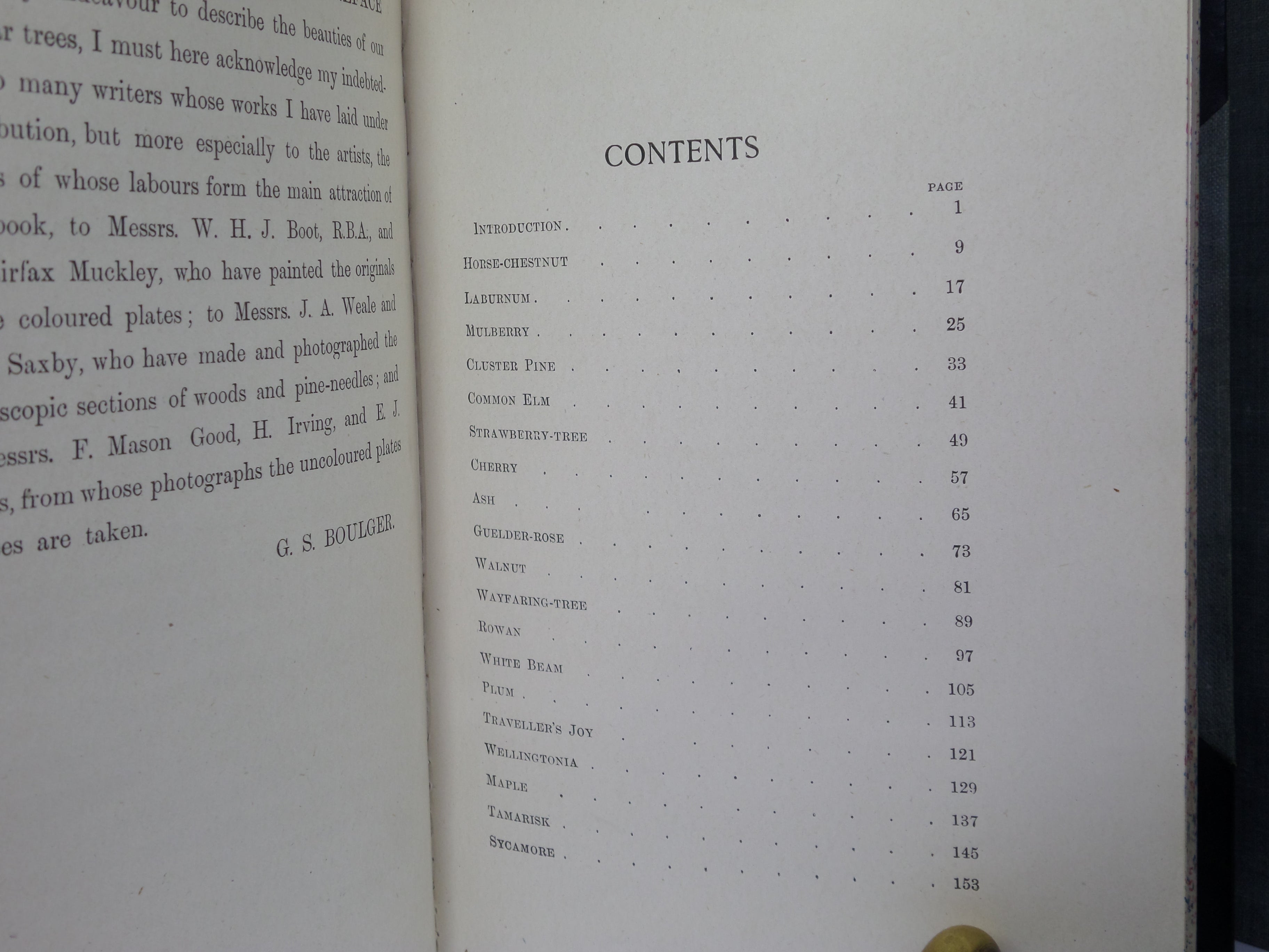 FAMILIAR TREES BY G.S. BOULGER C.1906 LEATHER BOUND IN THREE VOLUMES
