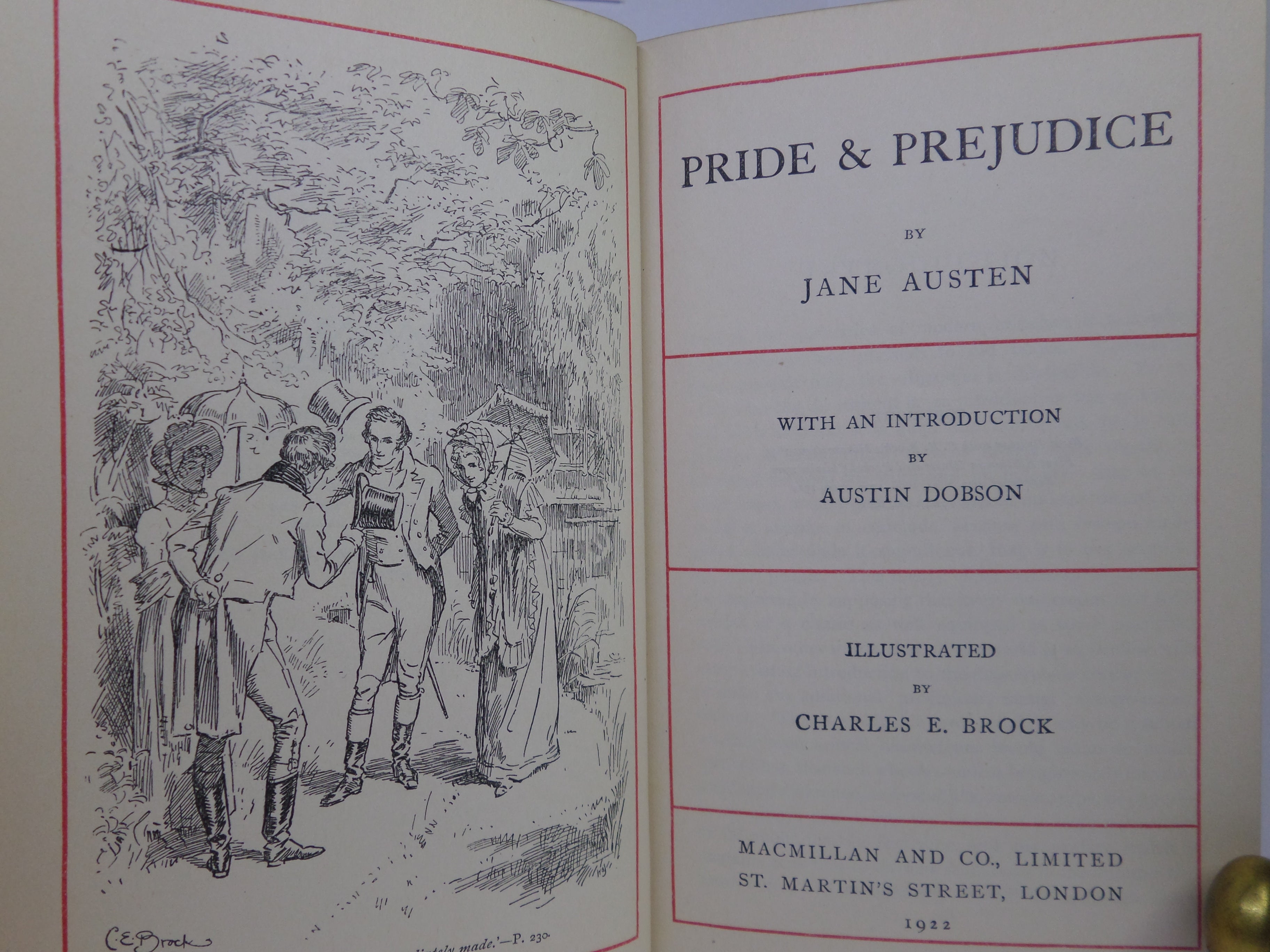 PRIDE AND PREJUDICE BY JANE AUSTEN 1922 ILLUSTRATED BY CHARLES E. BROCK