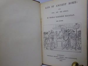 LAYS OF ANCIENT ROME: WITH IVRY, AND THE ARMADA BY THOMAS BABINGTON MACAULAY 1850 FINE LEATHER BINDING