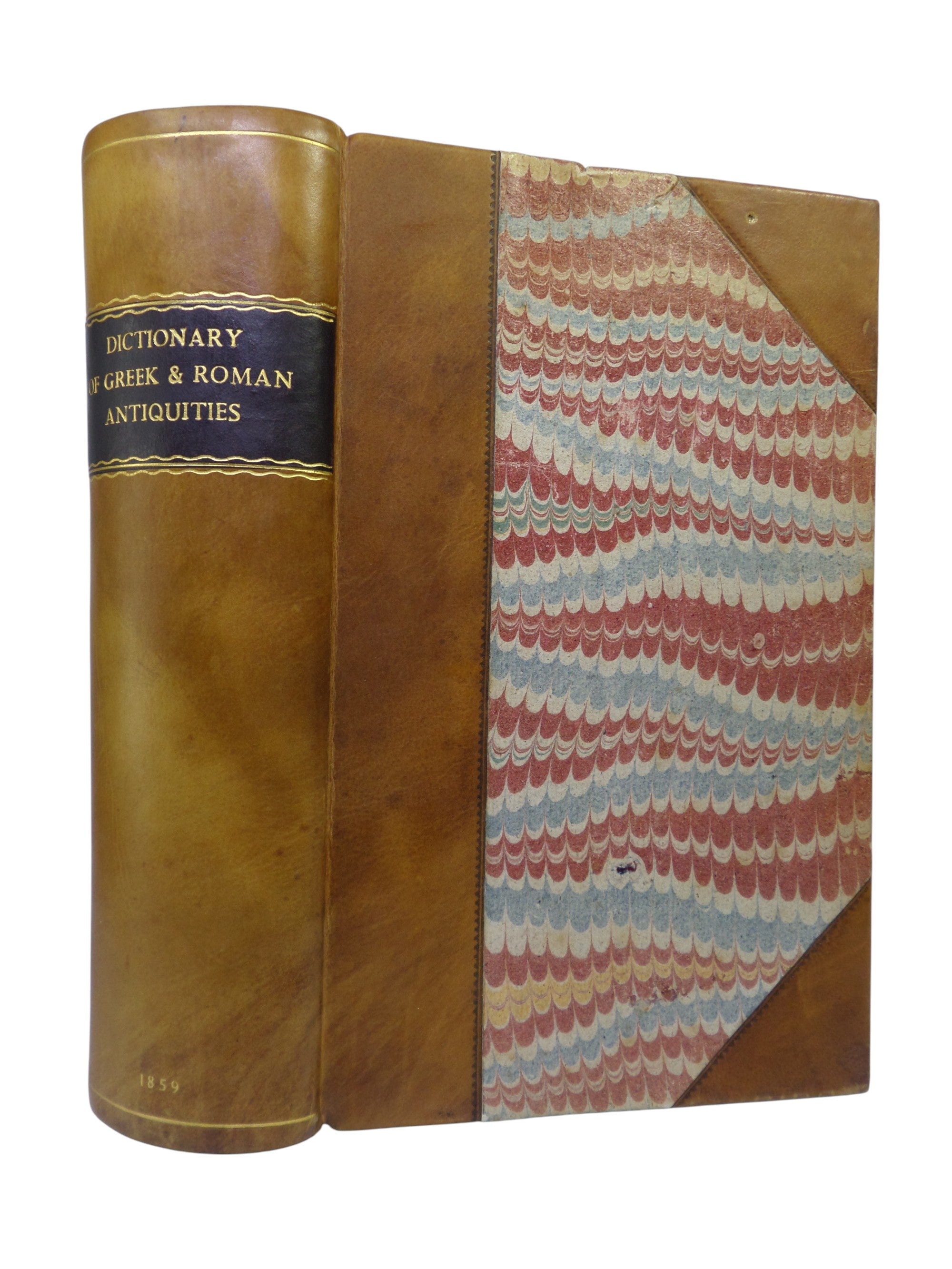 DICTIONARY OF GREEK AND ROMAN ANTIQUITIES BY WILLIAM SMITH 1859 LEATHER BINDING