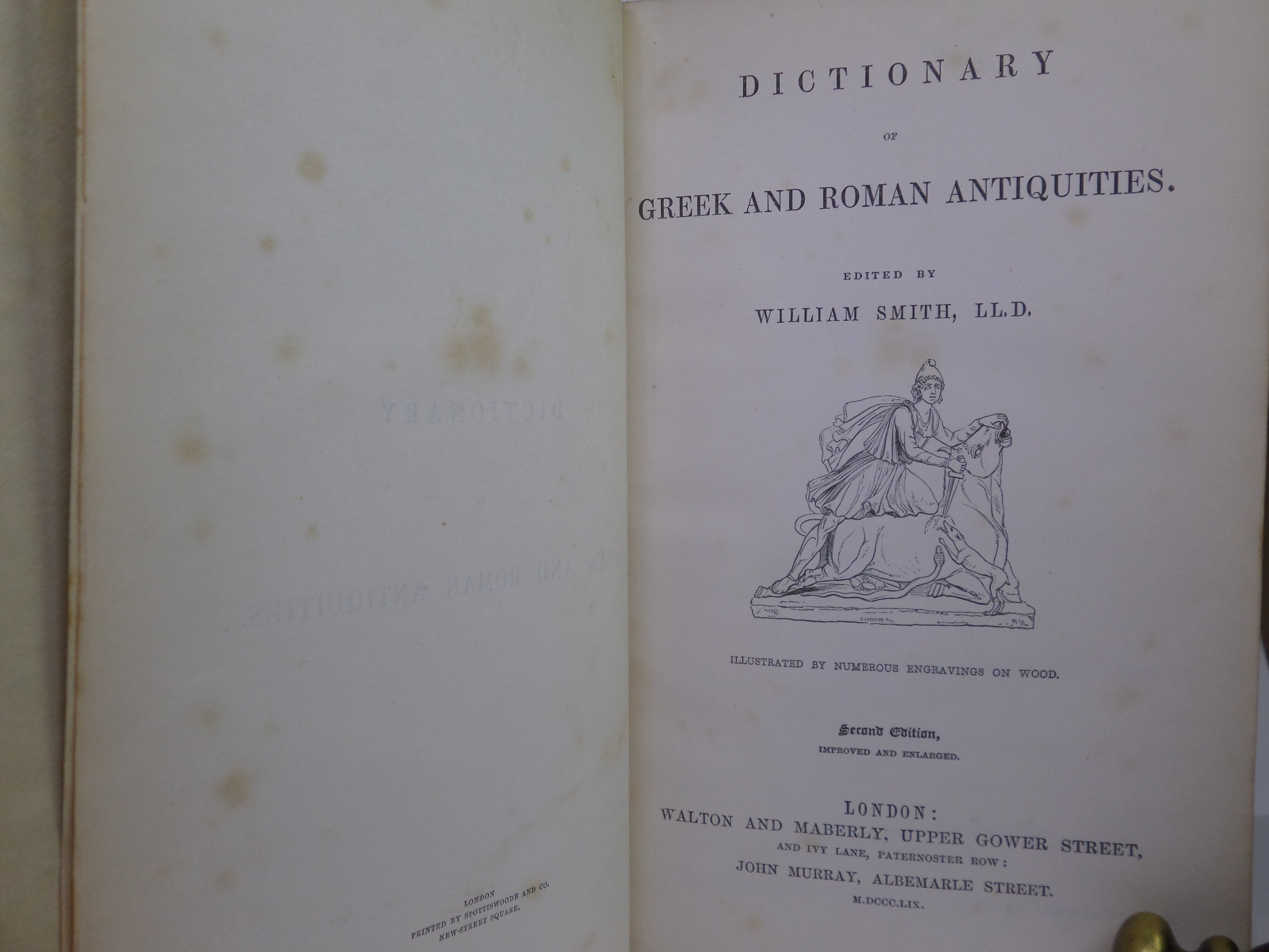 DICTIONARY OF GREEK AND ROMAN ANTIQUITIES BY WILLIAM SMITH 1859 LEATHER BINDING