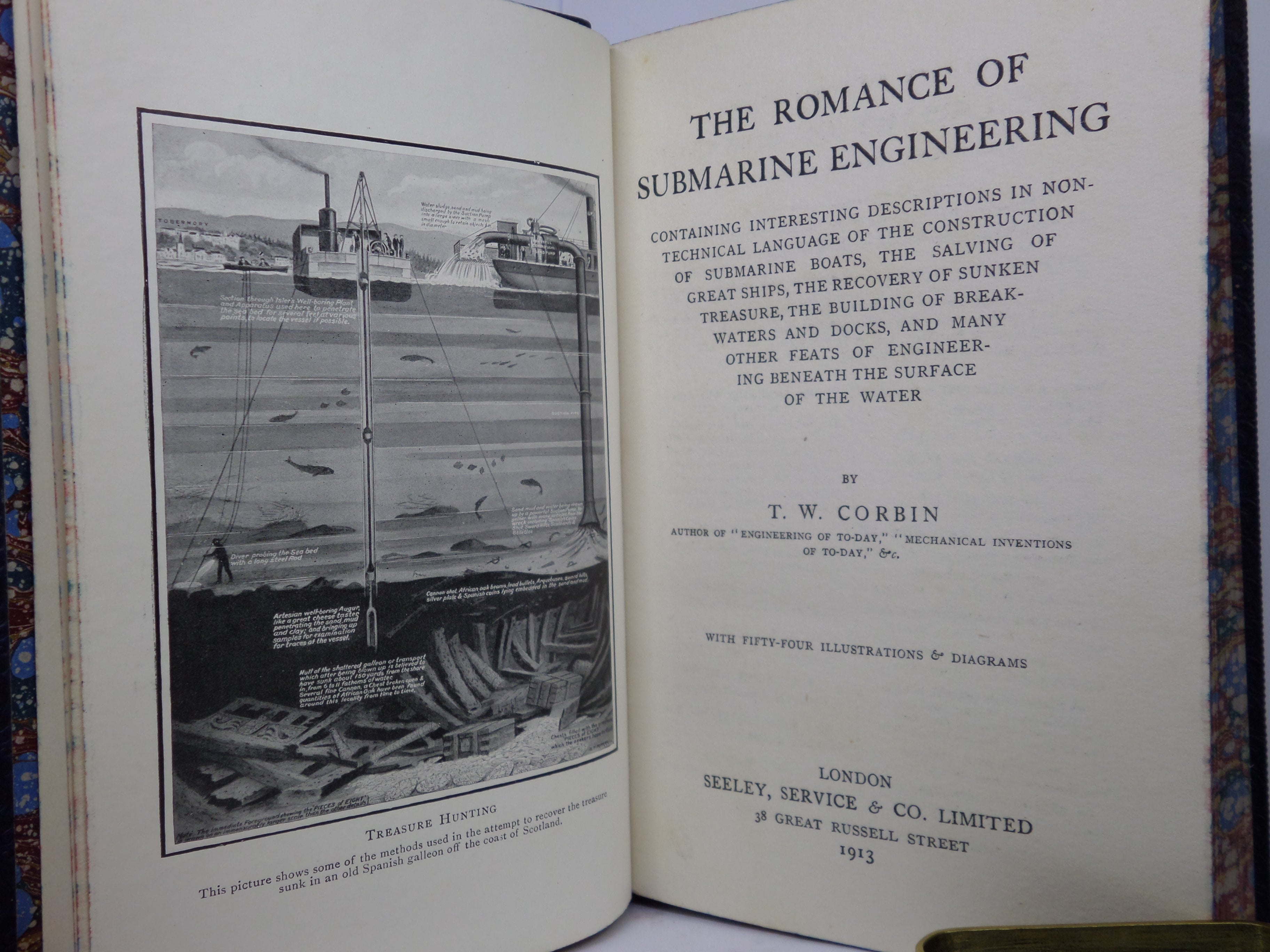 THE ROMANCE OF SUBMARINE ENGINEERING BY THOMAS CORBIN 1913 FIRST EDITION LEATHER BOUND BY RELFE