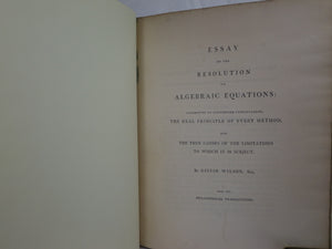 ESSAY ON THE RESOLUTION OF ALGEBRAIC EQUATIONS BY GRIFFIN WILSON 1799