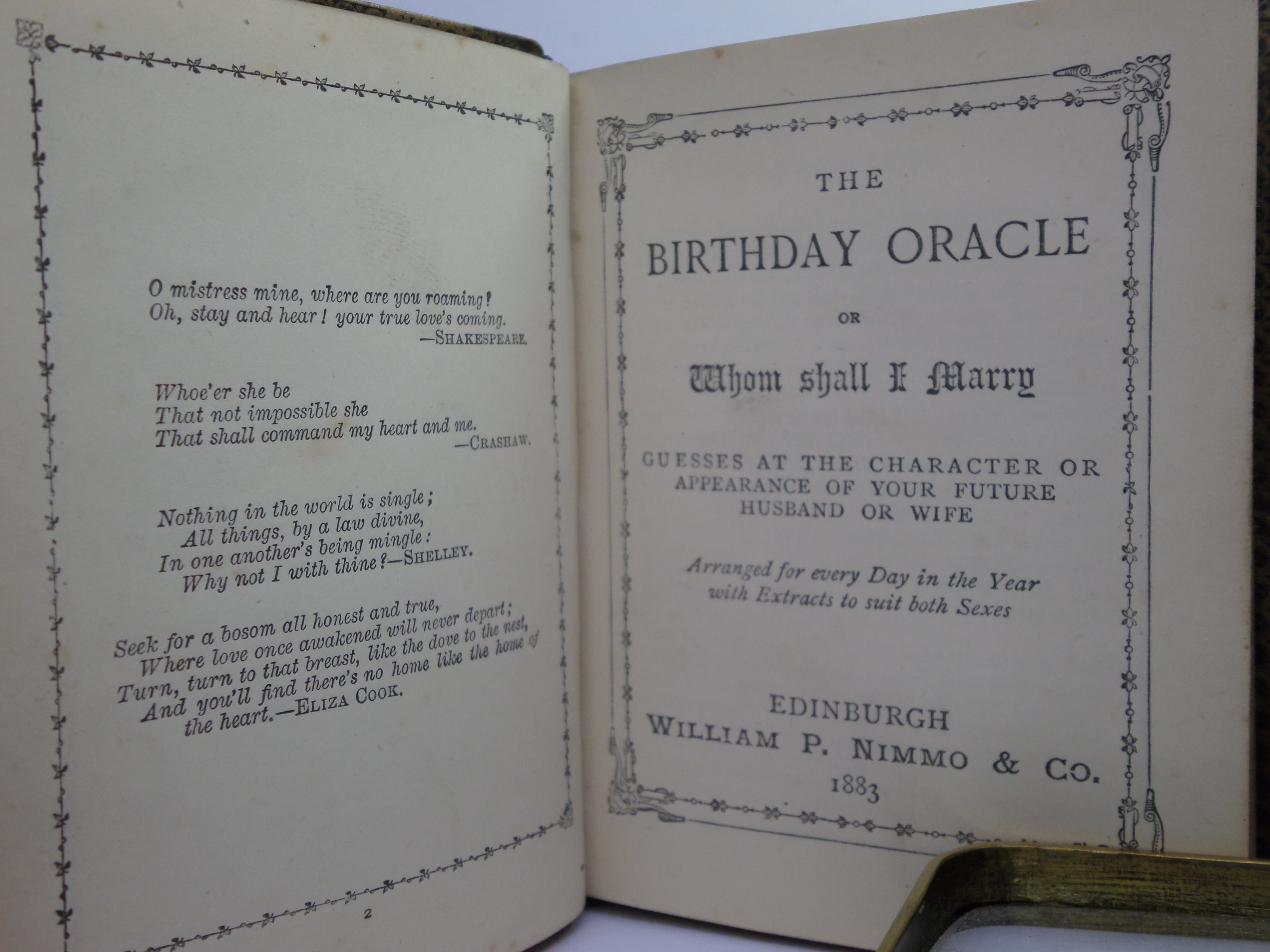 THE BIRTHDAY ORACLE 1883 MAUCHLINE WARE MINIATURE BINDING