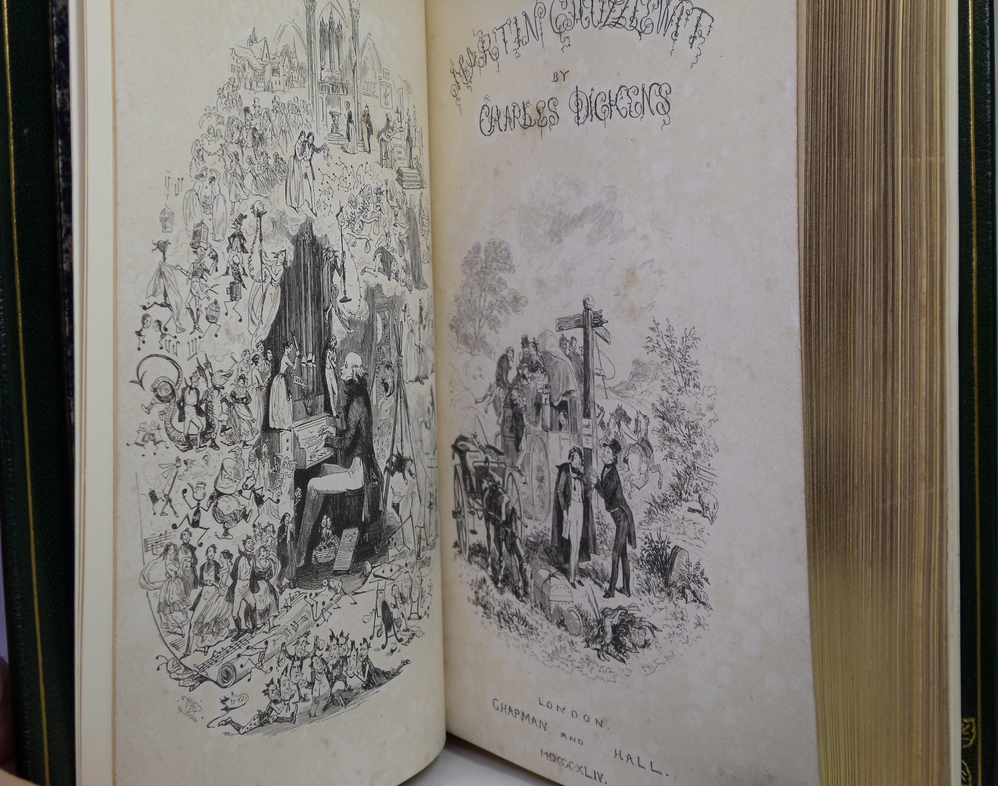 MARTIN CHUZZLEWIT BY CHARLES DICKENS 1844 FIRST EDITION, COSWAY STYLE BINDING