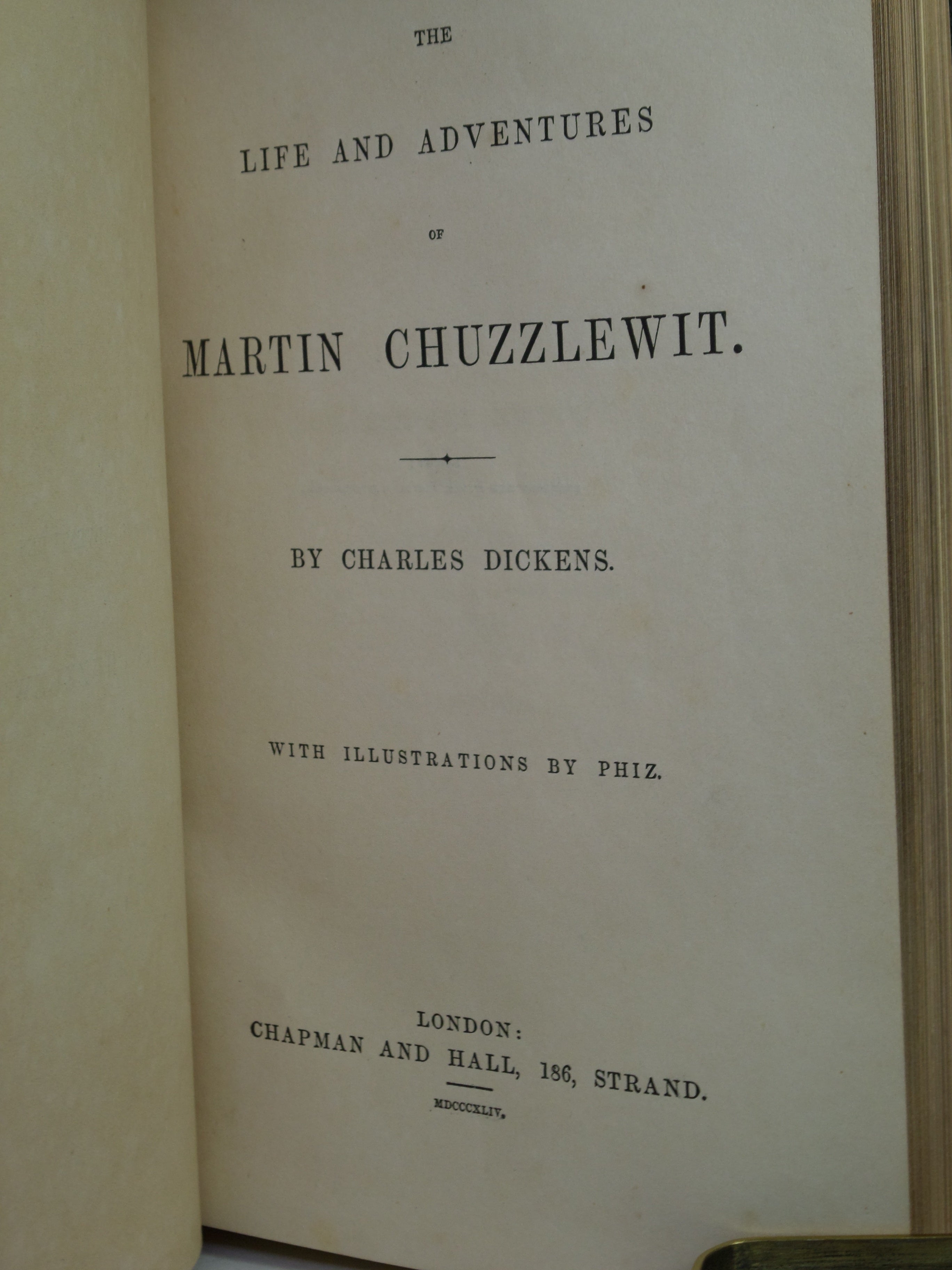 MARTIN CHUZZLEWIT BY CHARLES DICKENS 1844 FIRST EDITION, COSWAY STYLE BINDING