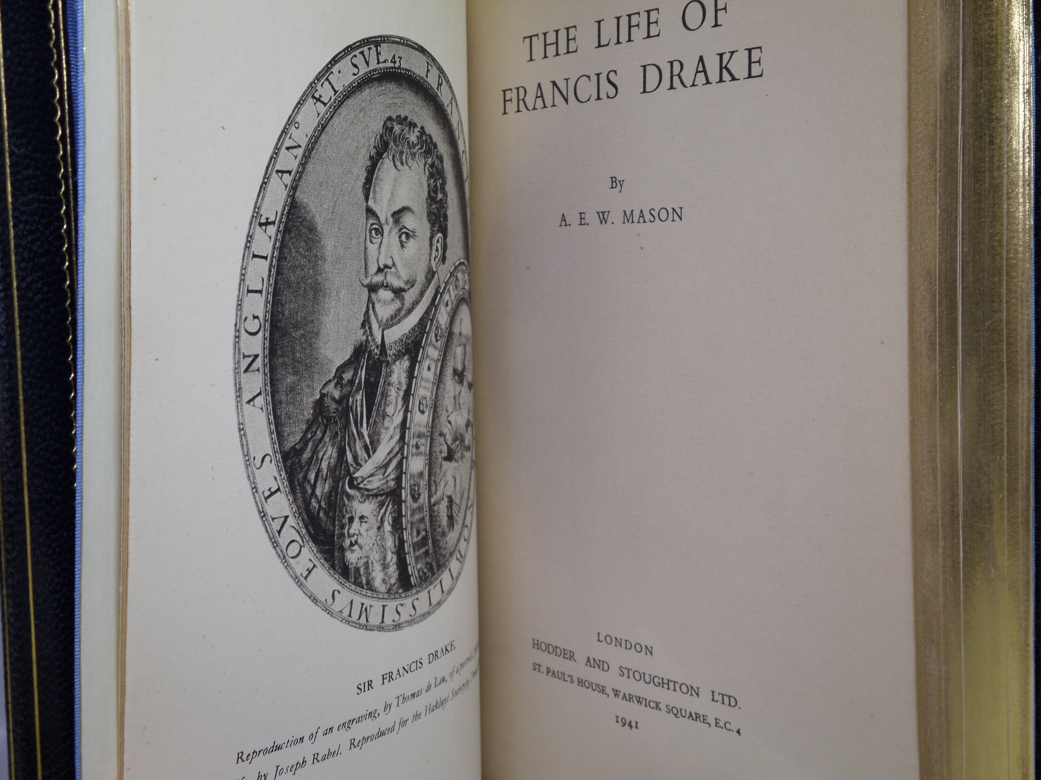 THE LIFE OF FRANCIS DRAKE BY A.E.W. MASON 1941 COSWAY STYLE BINDING FOR ASPREY