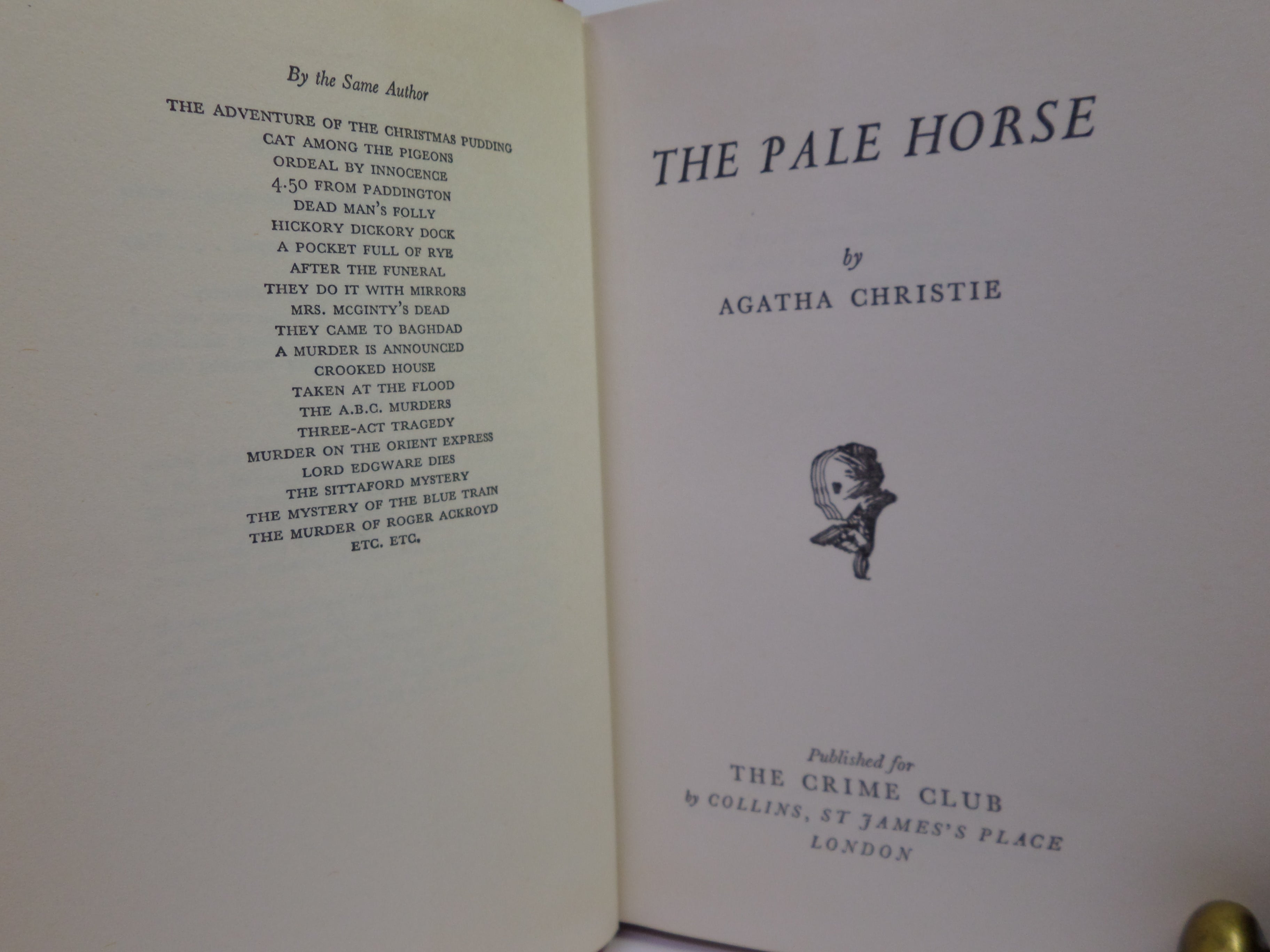 THE PALE HORSE BY AGATHA CHRISTIE 1961 FIRST EDITION