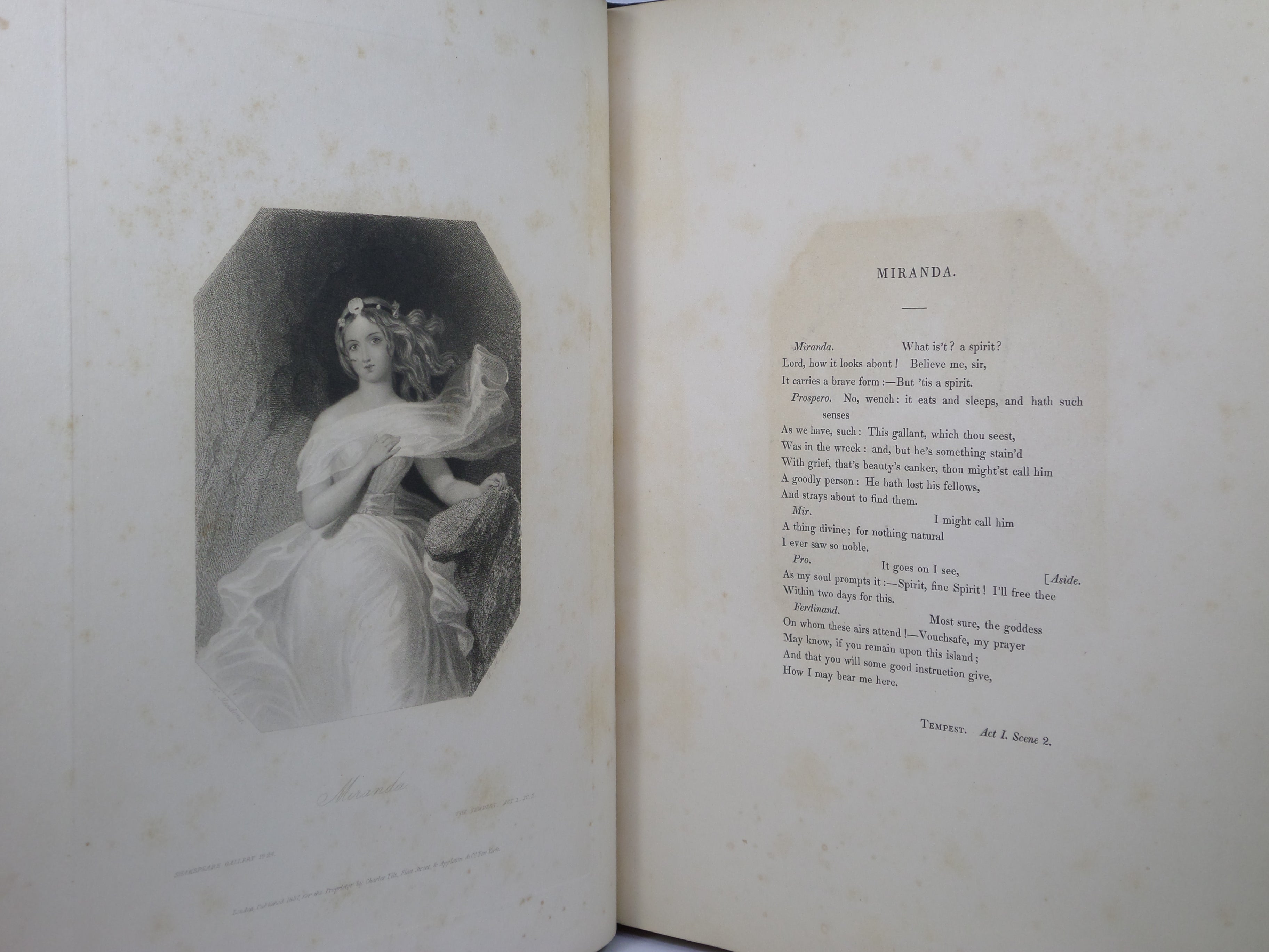 THE SHAKESPEARE GALLERY: CONTAINING THE PRINCIPLE FEMALE CHARACTERS BY CHARLES HEATH 1837 FINE LEATHER BINDING