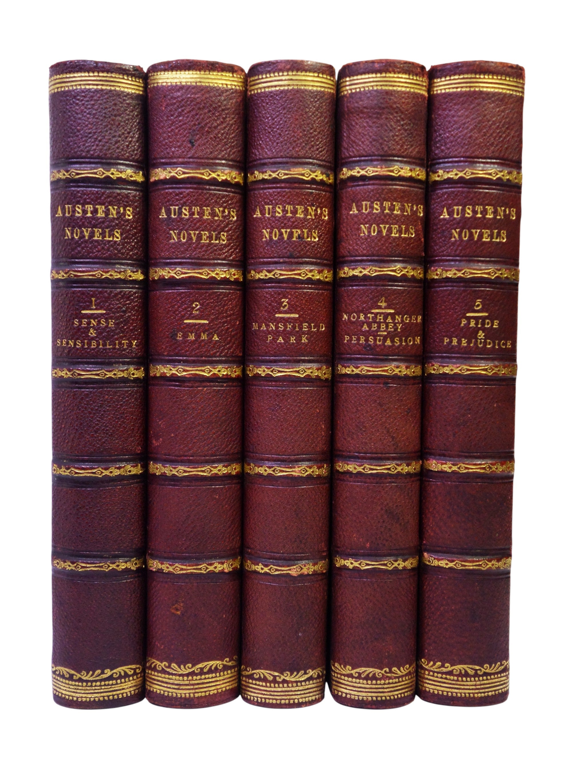THE NOVELS OF JANE AUSTEN 1872 FINELY BOUND IN FIVE VOLUMES