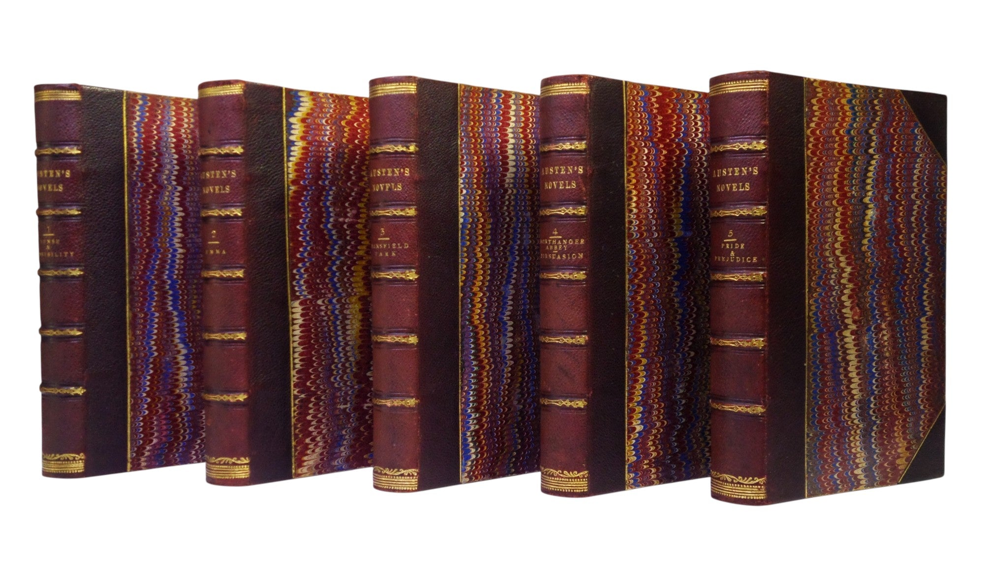 THE NOVELS OF JANE AUSTEN 1872 FINELY BOUND IN FIVE VOLUMES