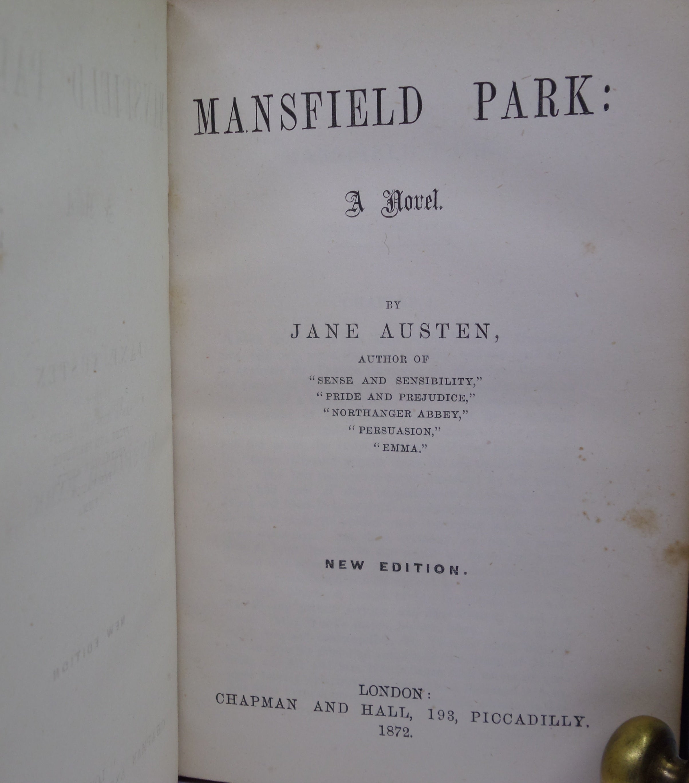 THE NOVELS OF JANE AUSTEN 1872 FINELY BOUND IN FIVE VOLUMES