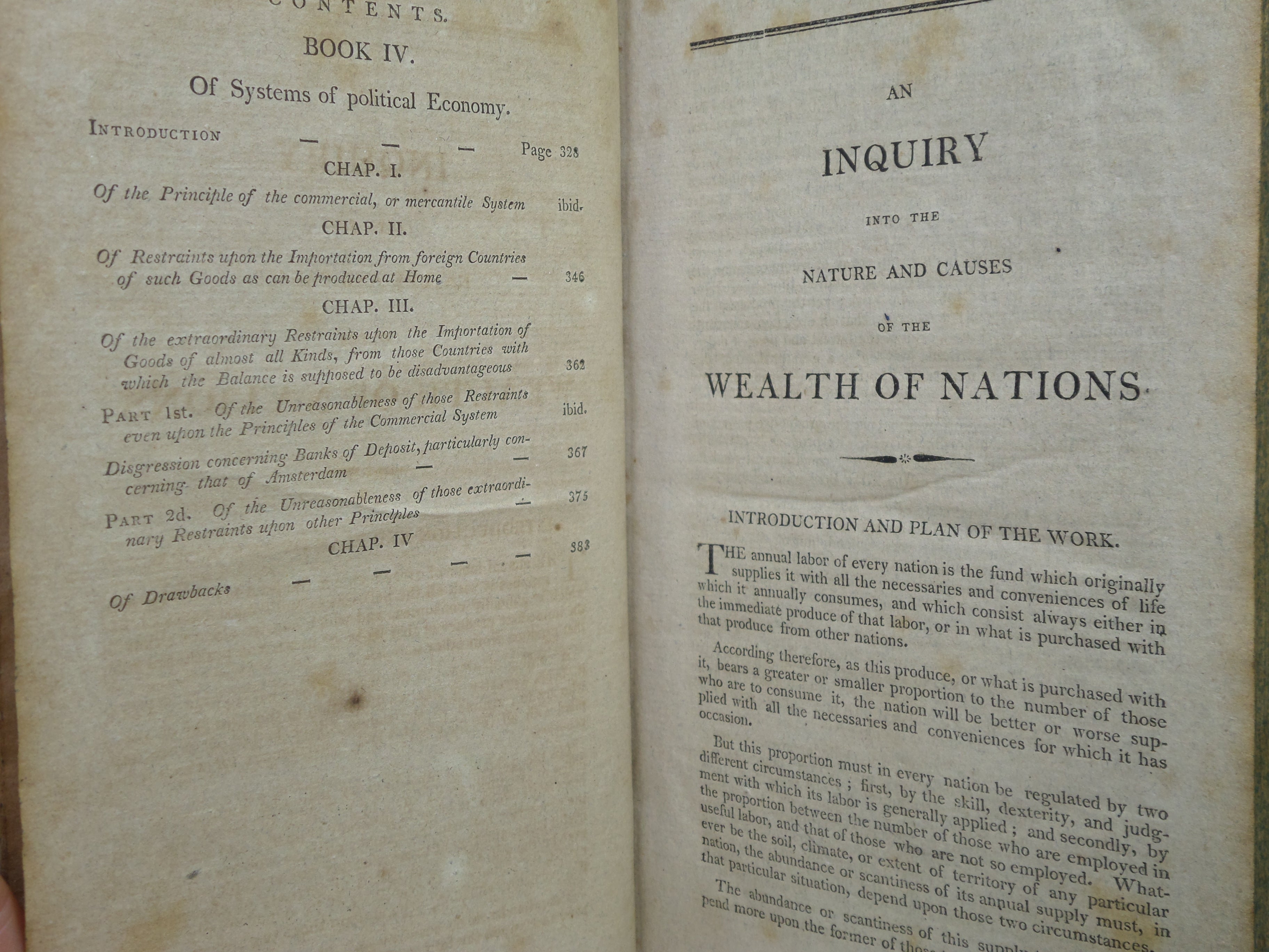 THE WEALTH OF NATIONS BY ADAM SMITH 1804 THIRD AMERICAN EDITION, LEATHER BINDING