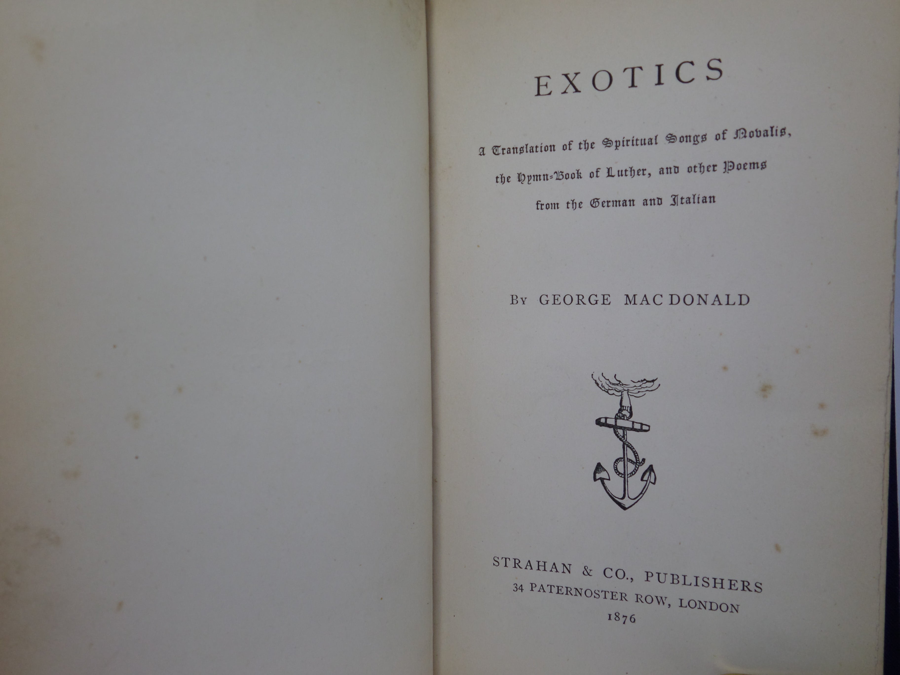 EXOTICS BY GEORGE MACDONALD 1876 FIRST EDITION