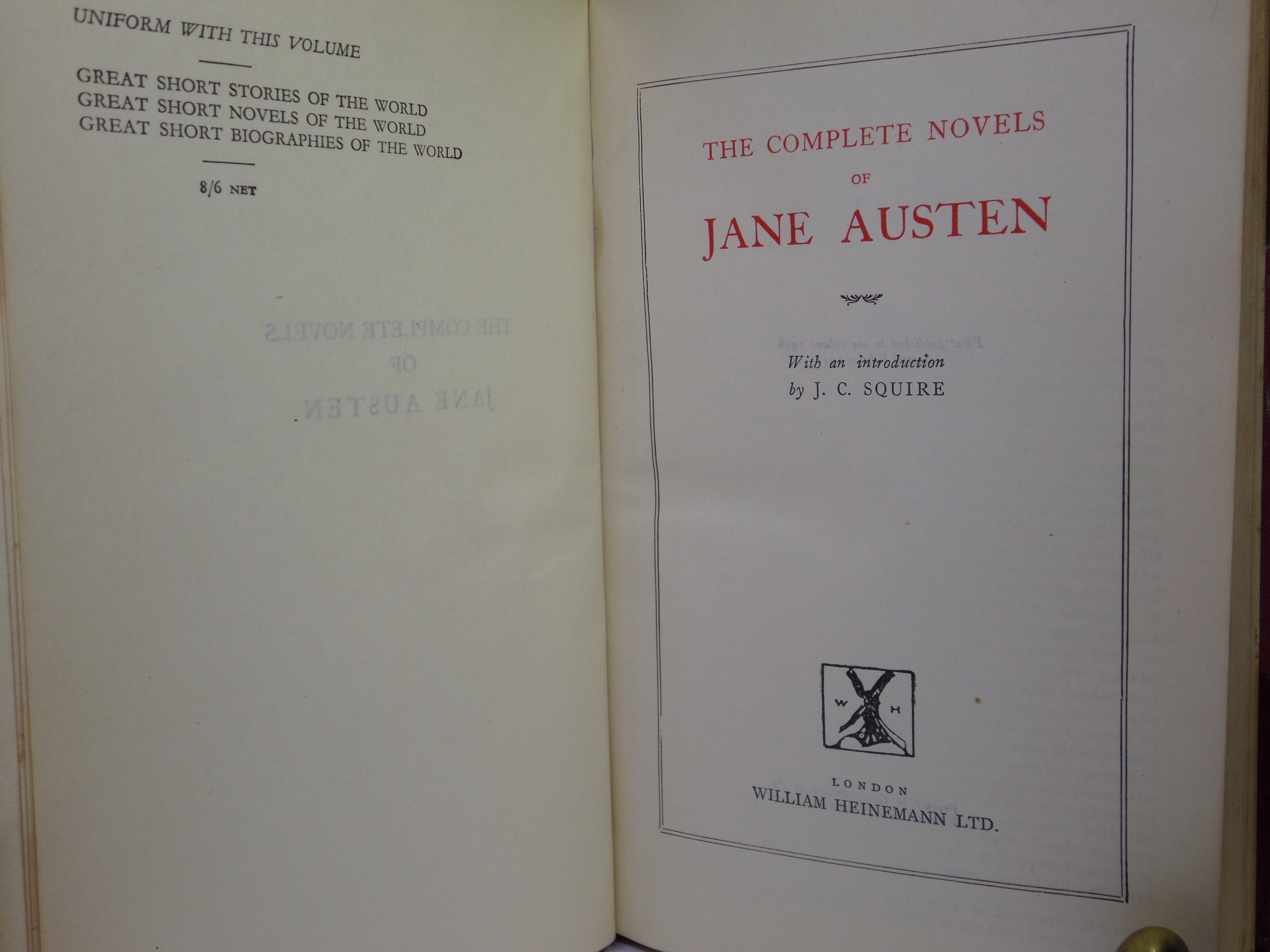 THE COMPLETE NOVELS OF JANE AUSTEN 1932 FINELY BOUND BY SANGORSKI & SUTCLIFFE