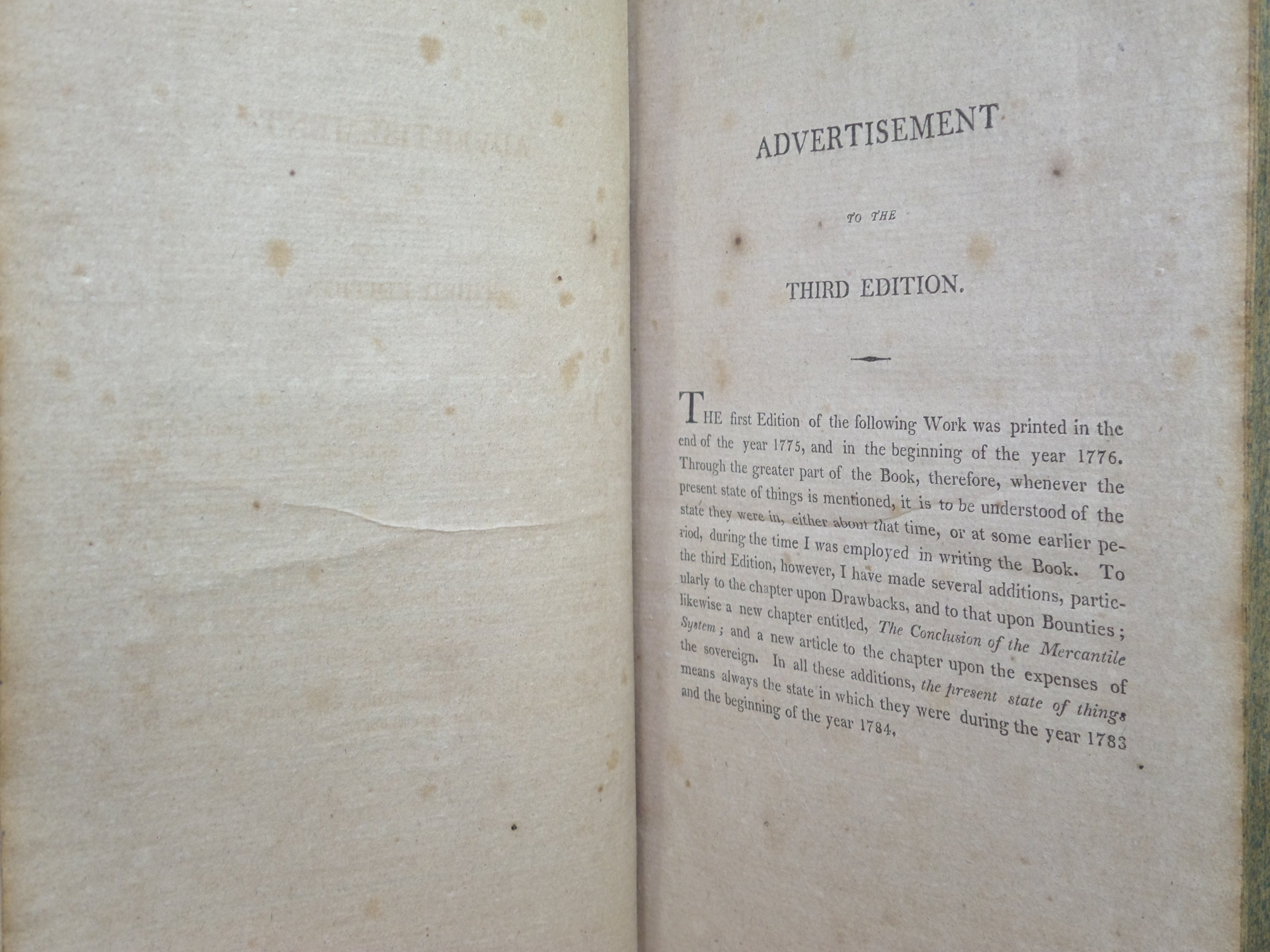 THE WEALTH OF NATIONS BY ADAM SMITH 1804 THIRD AMERICAN EDITION, LEATHER BINDING