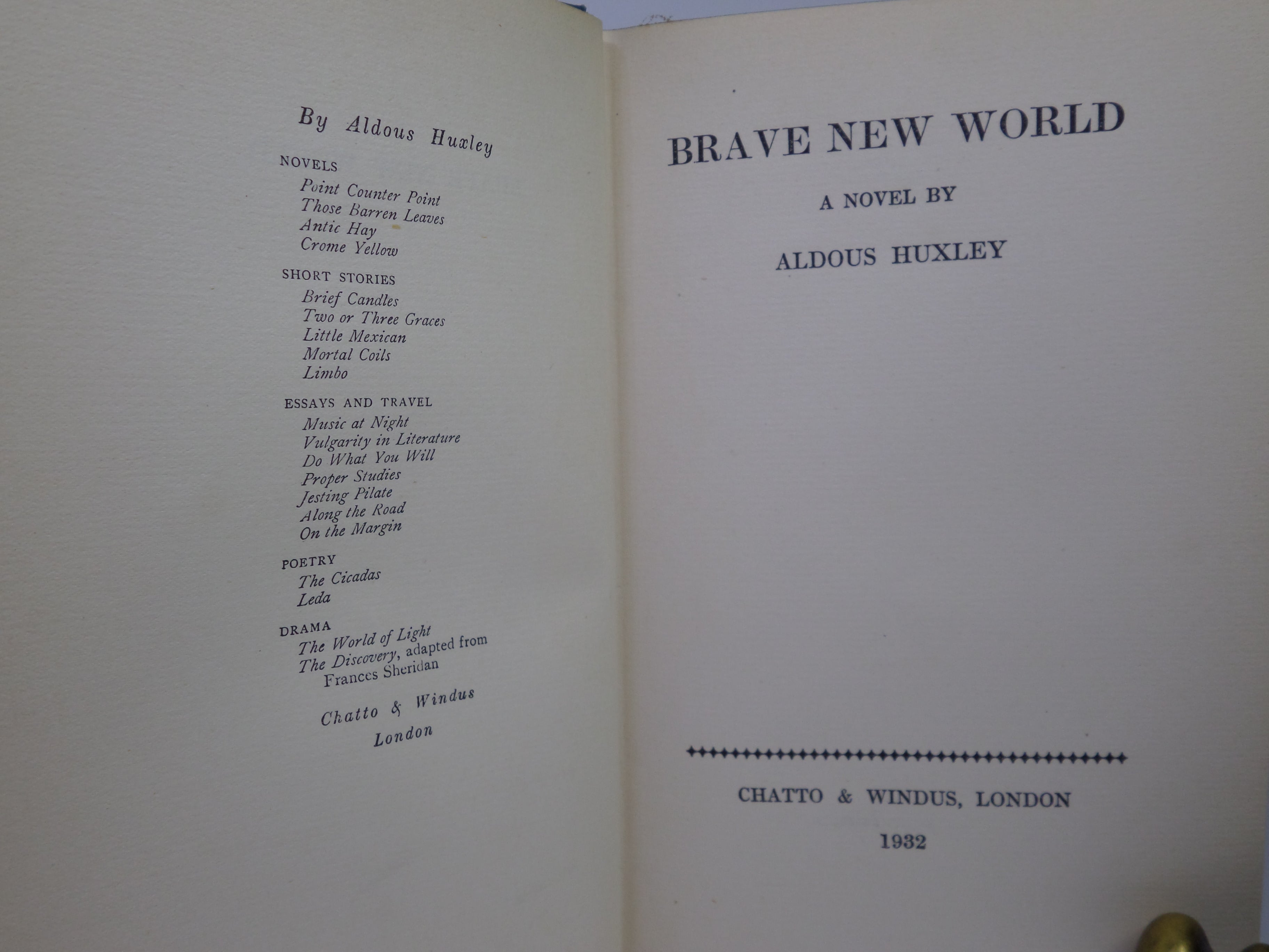 BRAVE NEW WORLD BY ALDOUS HUXLEY 1932 FIRST EDITION