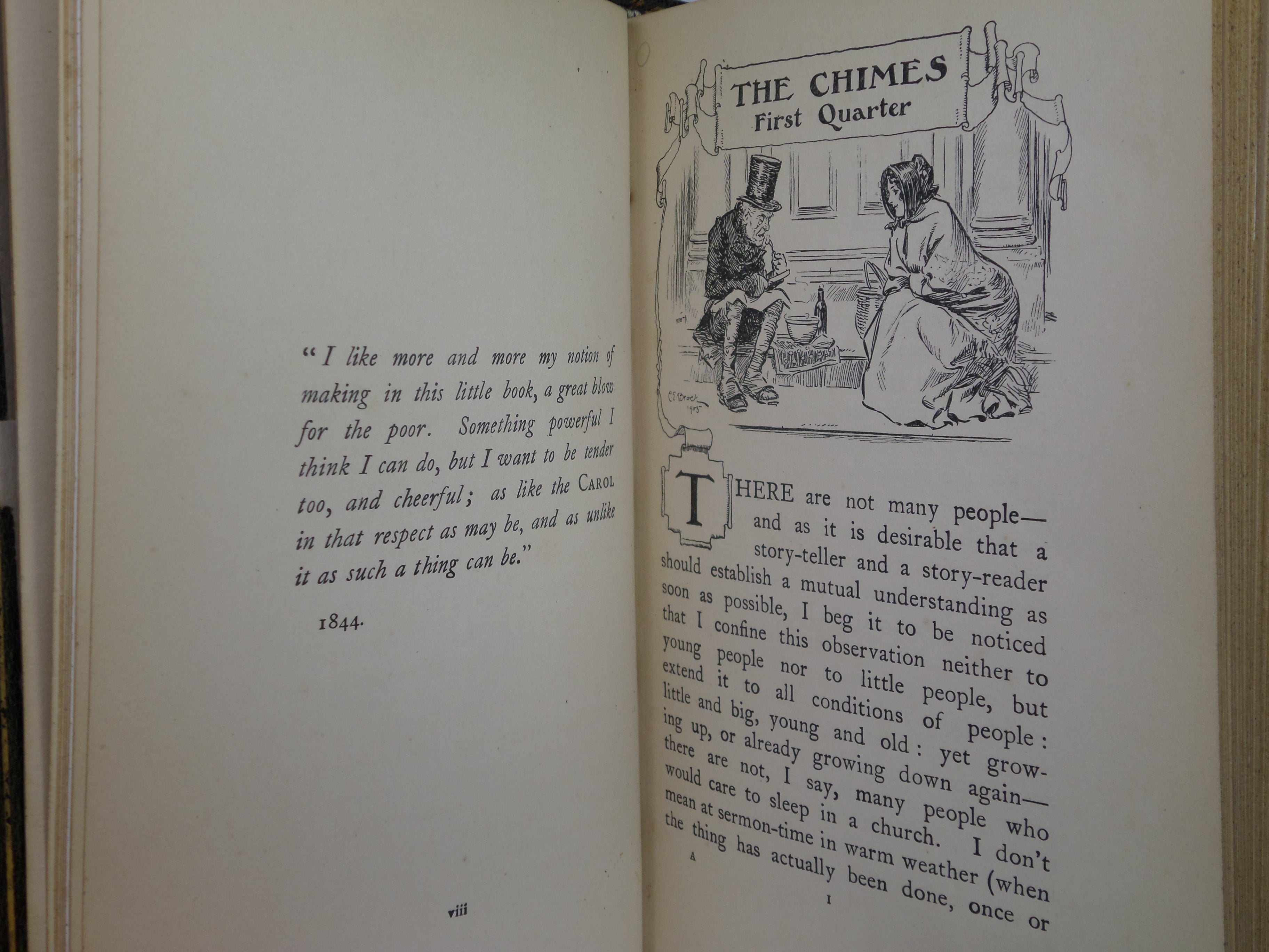 THE CHIMES BY CHARLES DICKENS 1906 C.E. BROCK ILLUSTRATIONS, ARTS & CRAFTS FINE BINDING