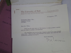 THE LESS DECEIVED WITH TYPED LETTER SIGNED BY PHILIP LARKIN