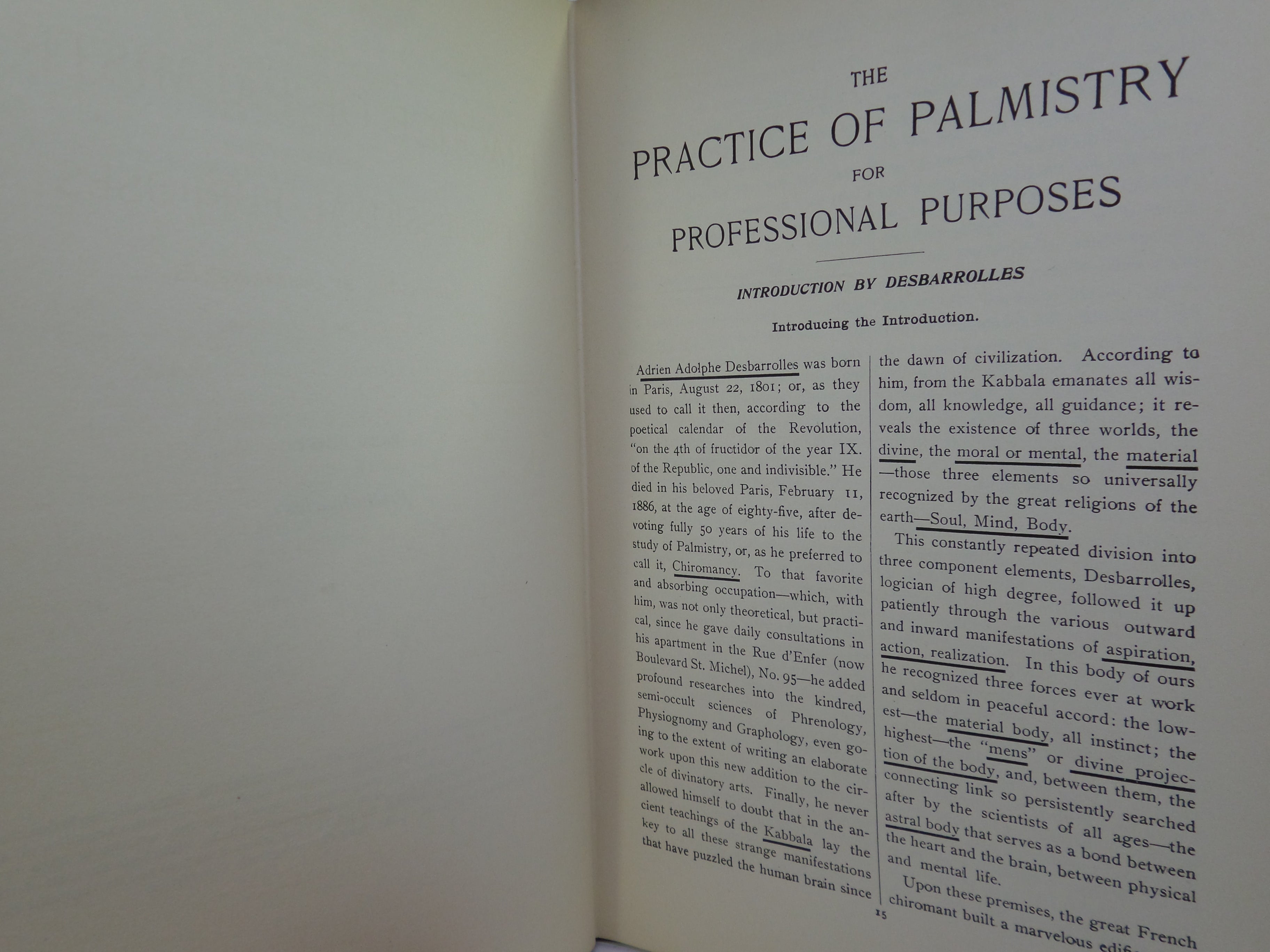 THE STUDY OF PALMISTRY FOR PROFESSIONAL PURPOSES BY COMTE C. DE SAINT-GERMAIN