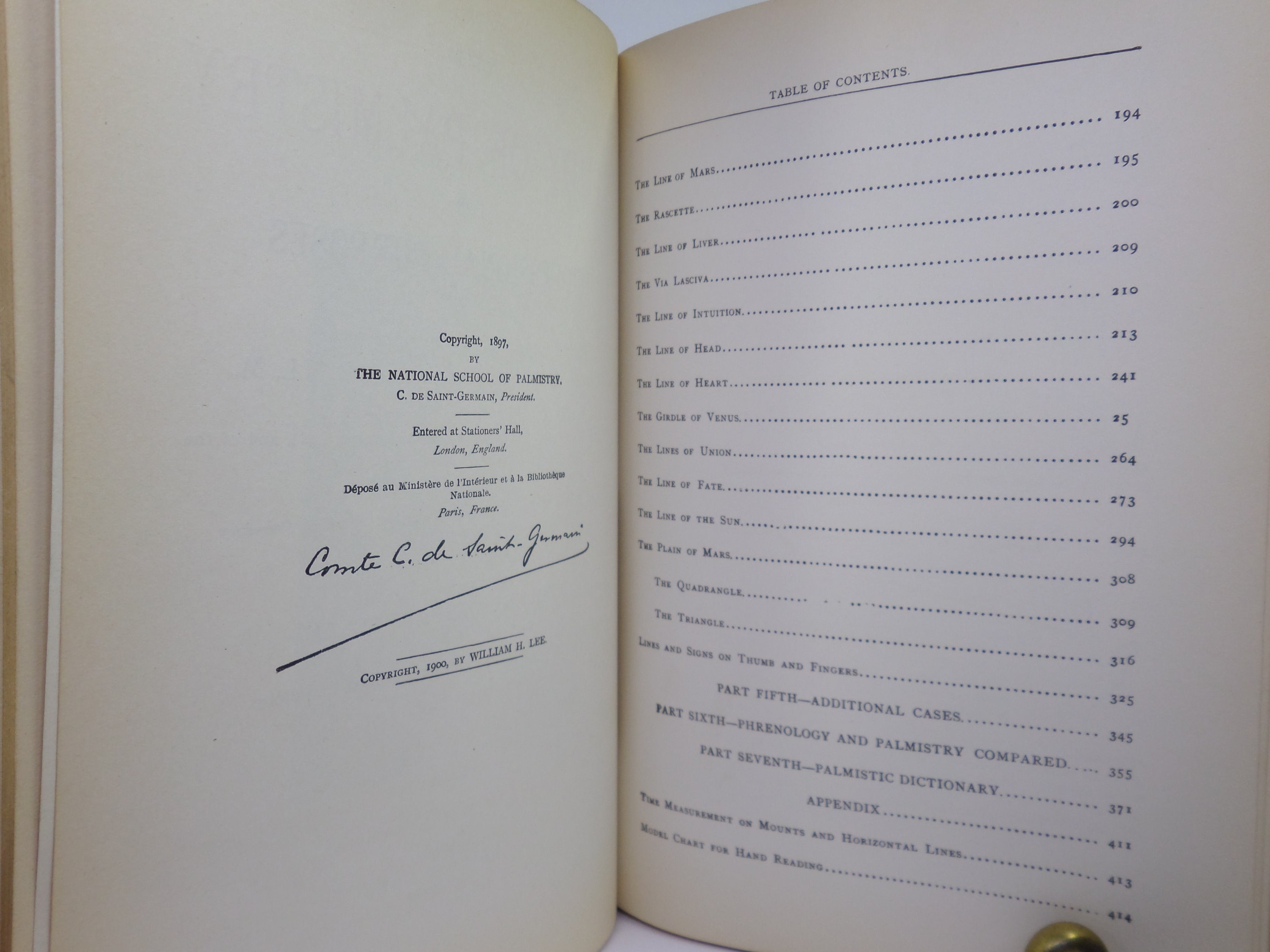 THE STUDY OF PALMISTRY FOR PROFESSIONAL PURPOSES BY COMTE C. DE SAINT-GERMAIN