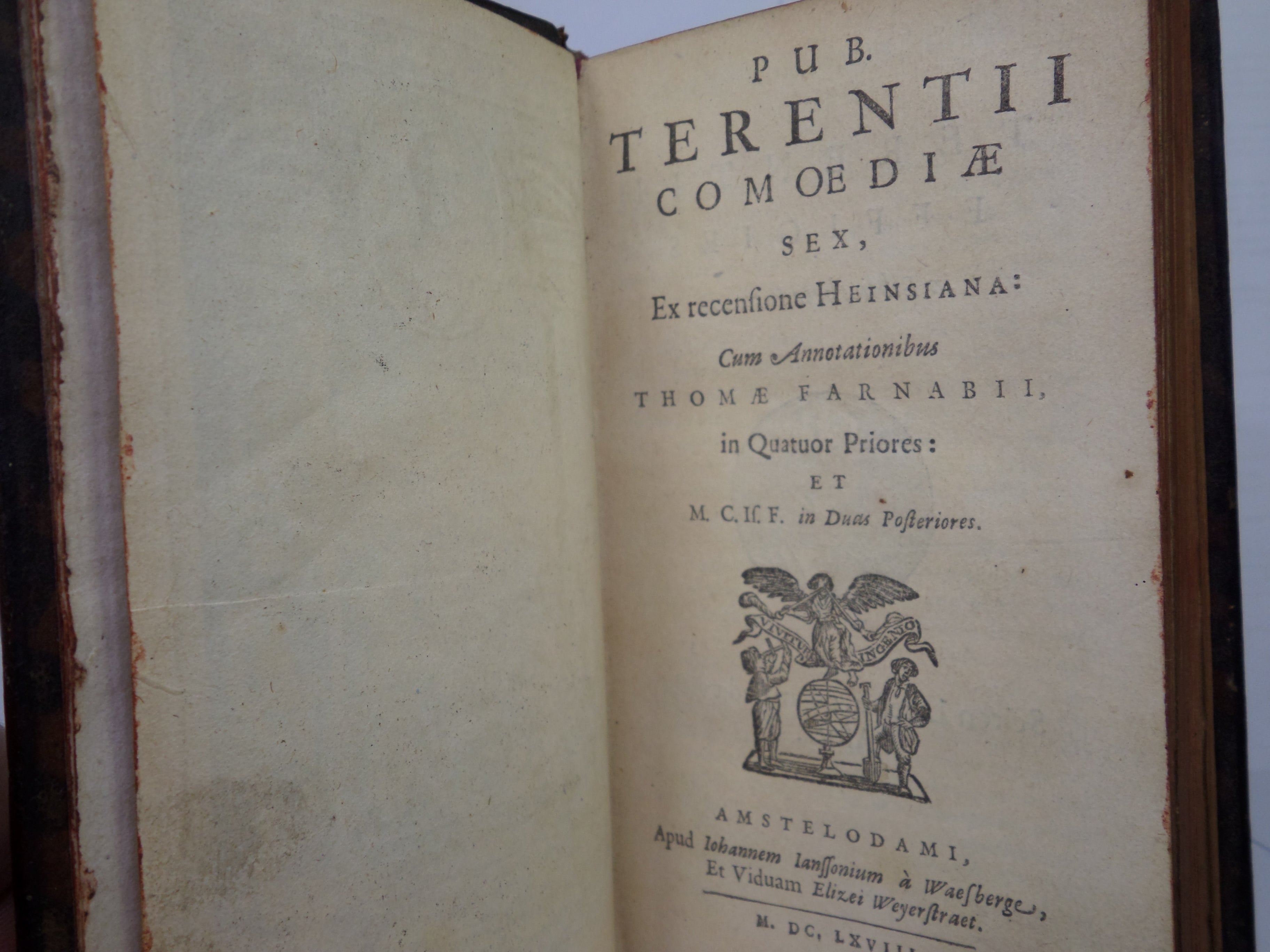 PUB. TERENTII COMOEDIAE SEX EX RECENSIONE HEINSIANA - TERENCE'S SIX COMEDIES 1668 COEVAL LEATHER BINDING