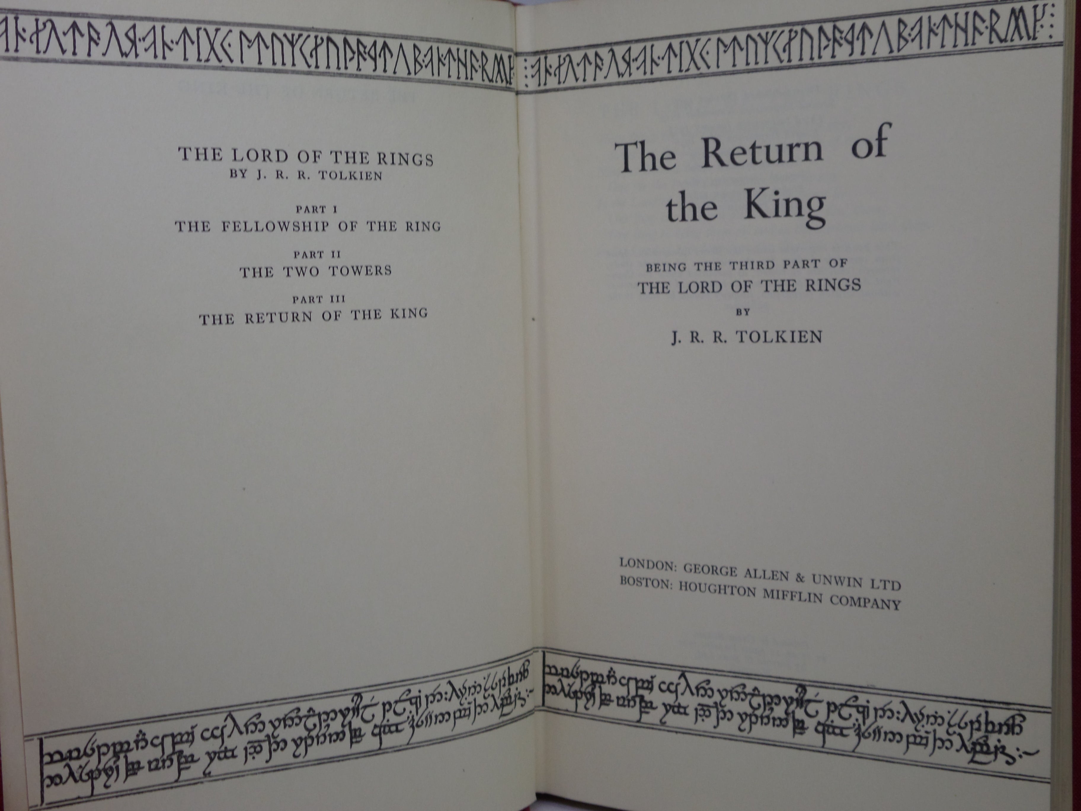 THE RETURN OF THE KING BY J.R.R. TOLKIEN 1962 FIRST EDITION, NINTH IMPRESSION